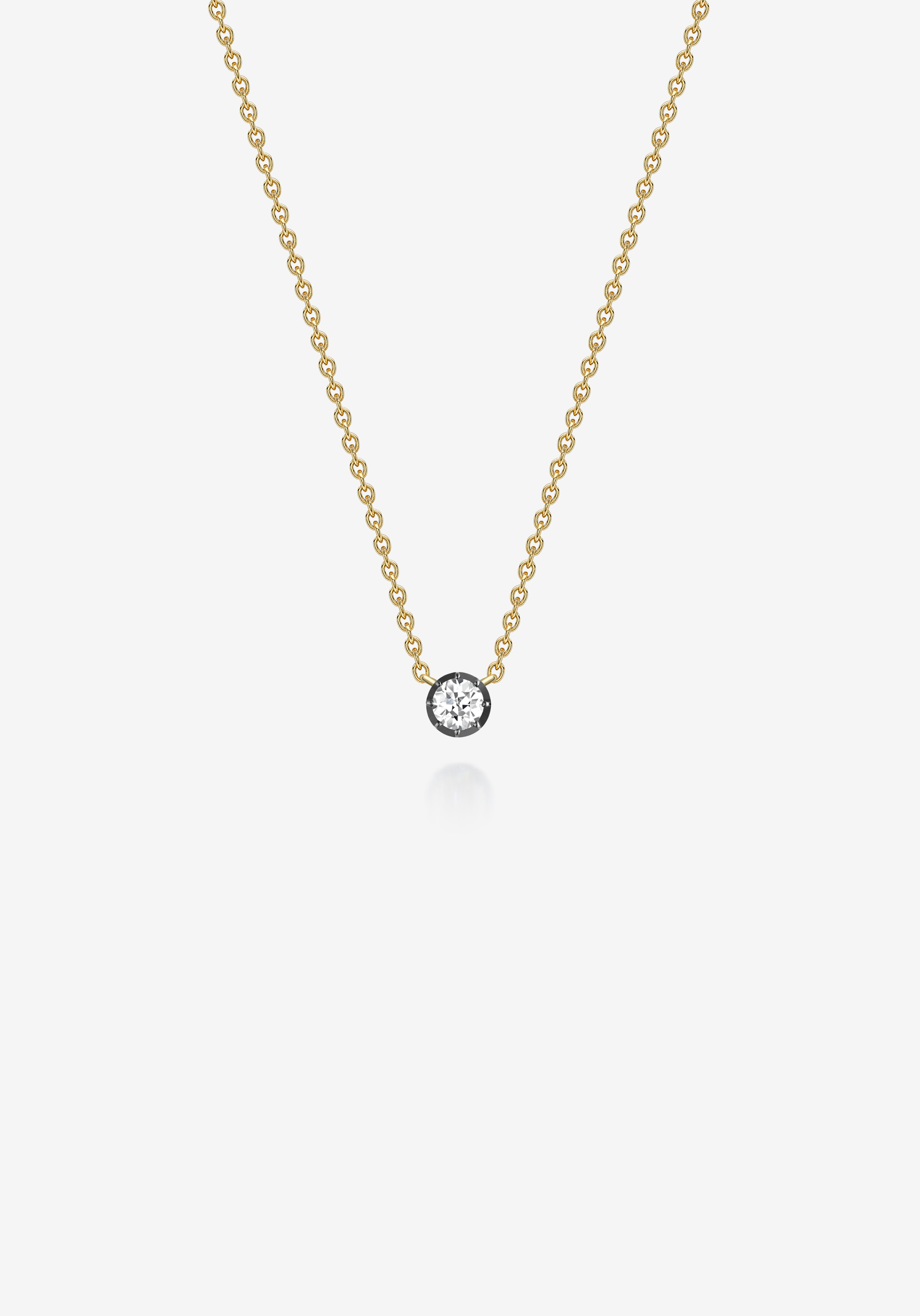 Signature Georgian Cut-Down Diamond and Blackened Gold Pendant