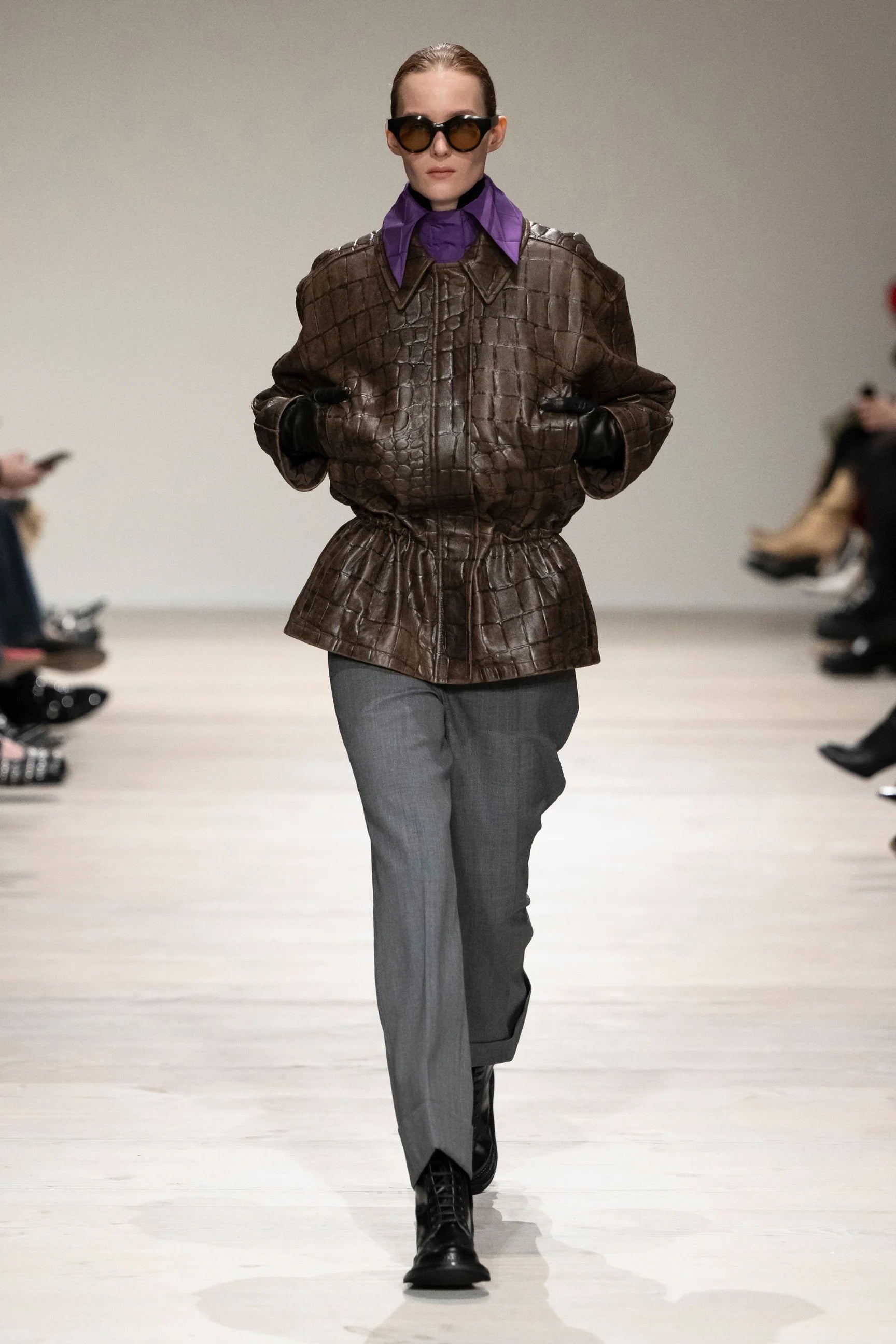 Norcut Leather Jacket in Embossed Croc