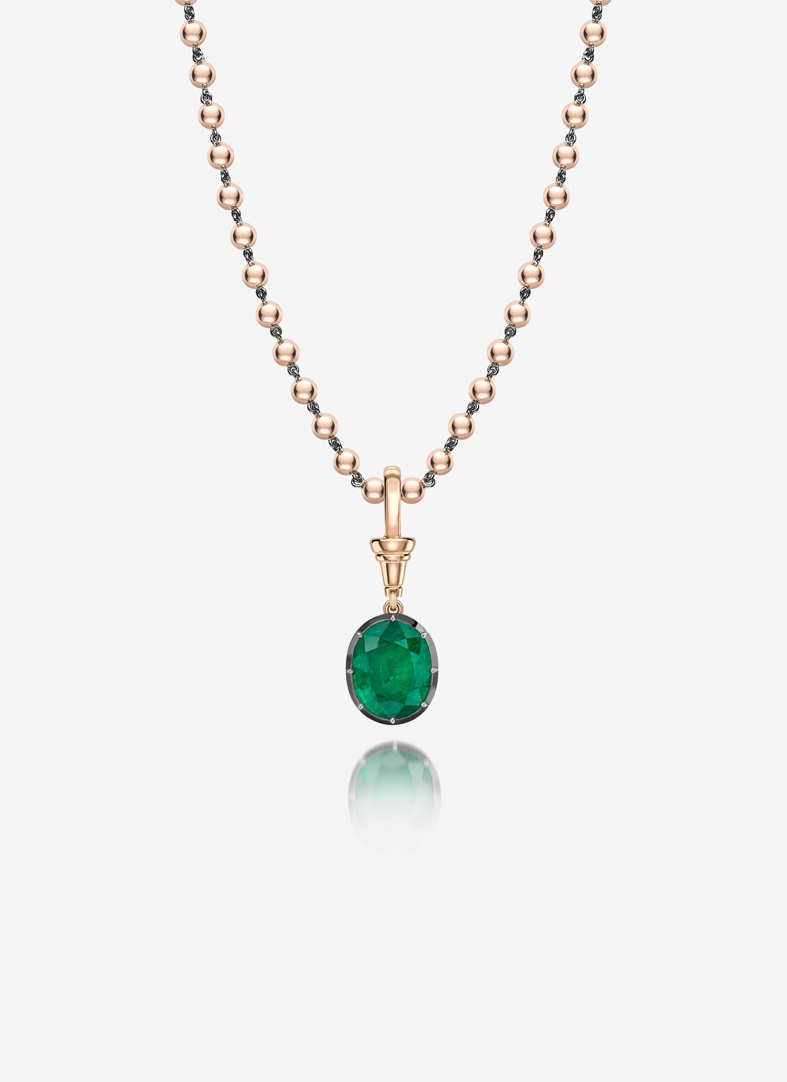 Ball n Chain 4.40ct Oval Emerald Pendant