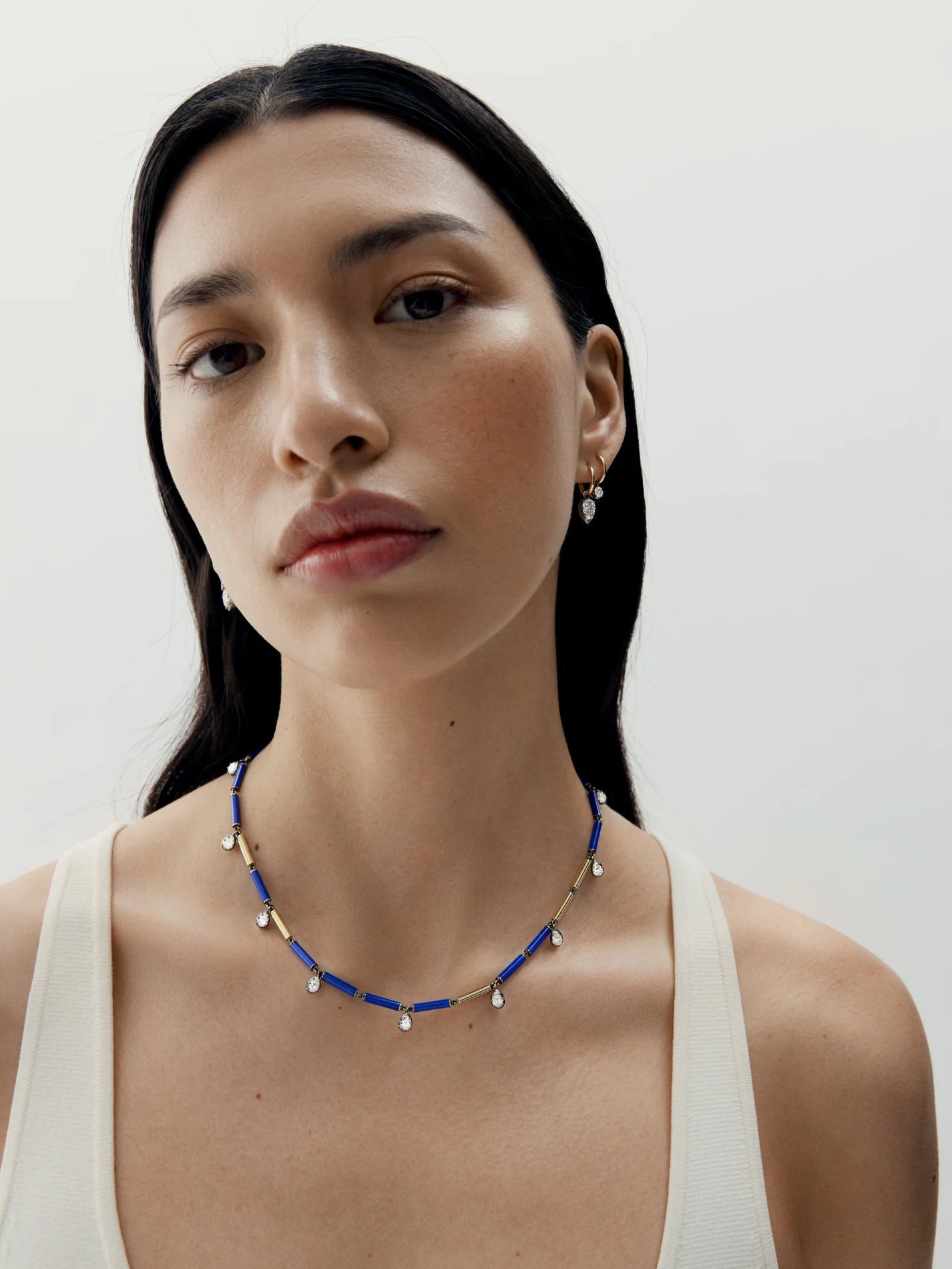 Necklace - Lapis, Diamond & Gold 17" (Medallions)