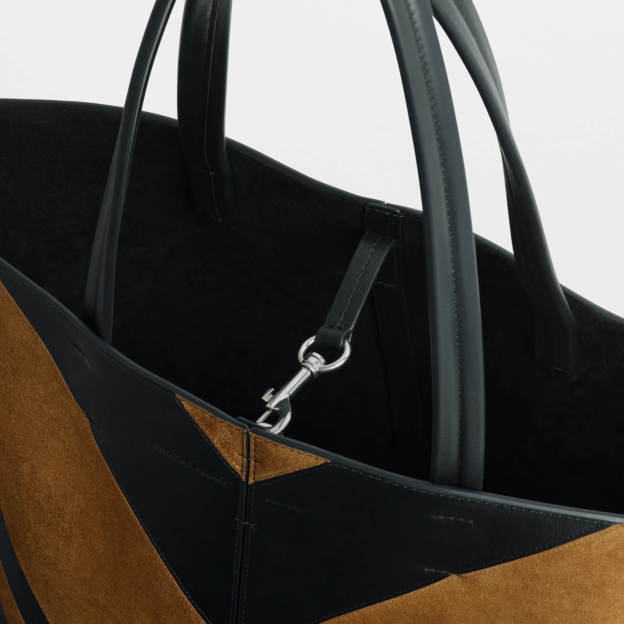 Pot Cabas in Suede Black/Toffee