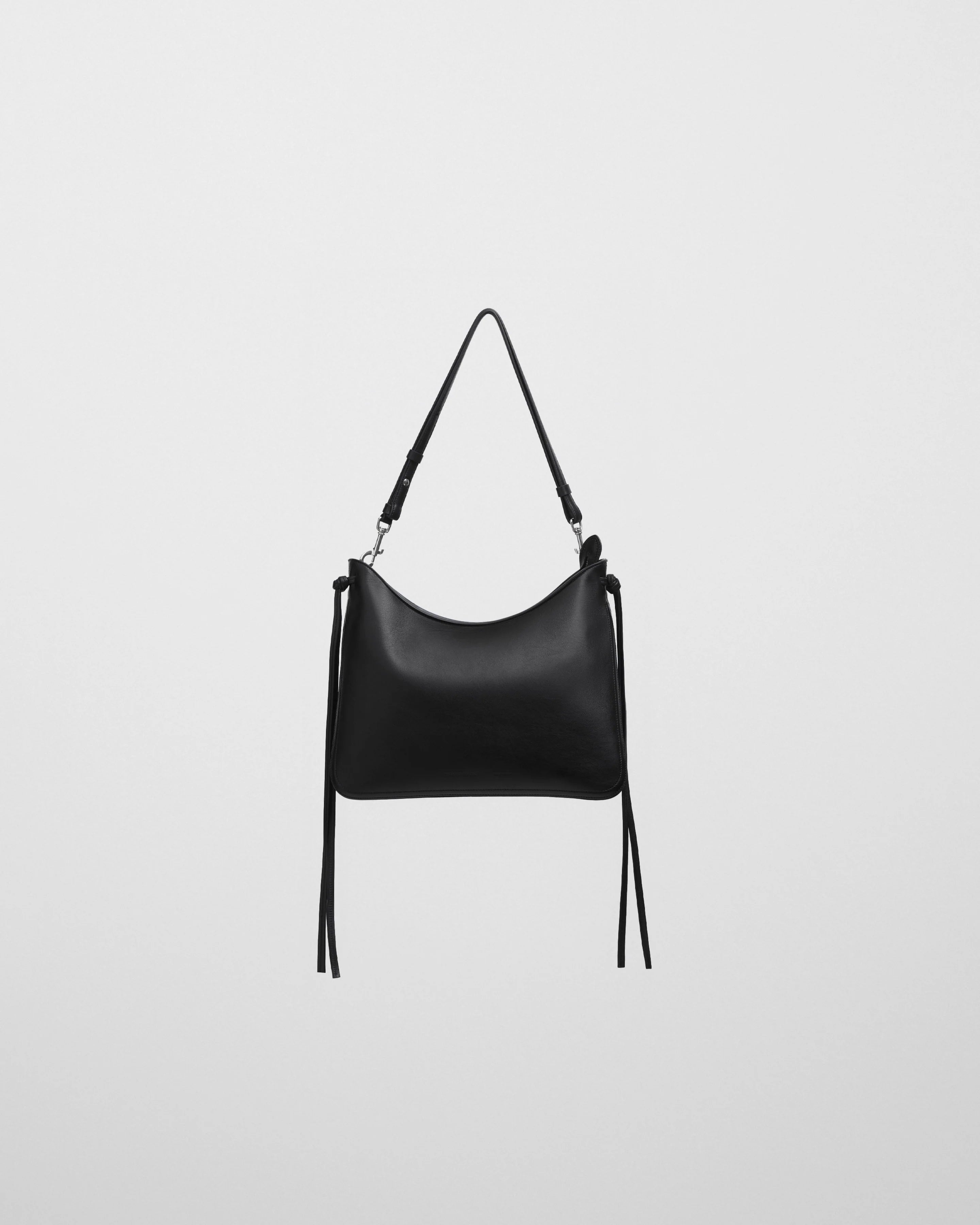 Medium Gig Shoulder Bag in Black Calf Leather