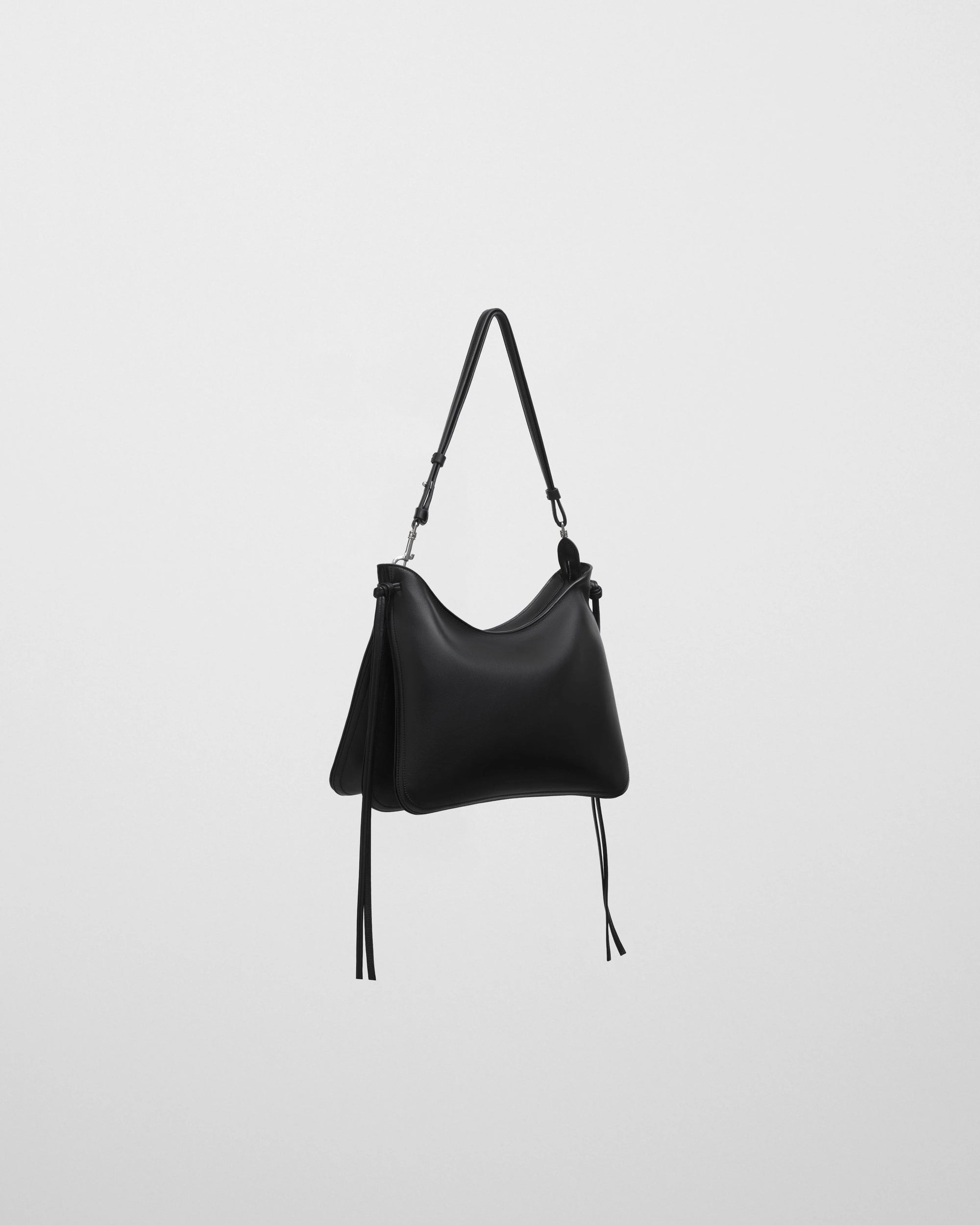 Medium Gig Shoulder Bag in Black Calf Leather