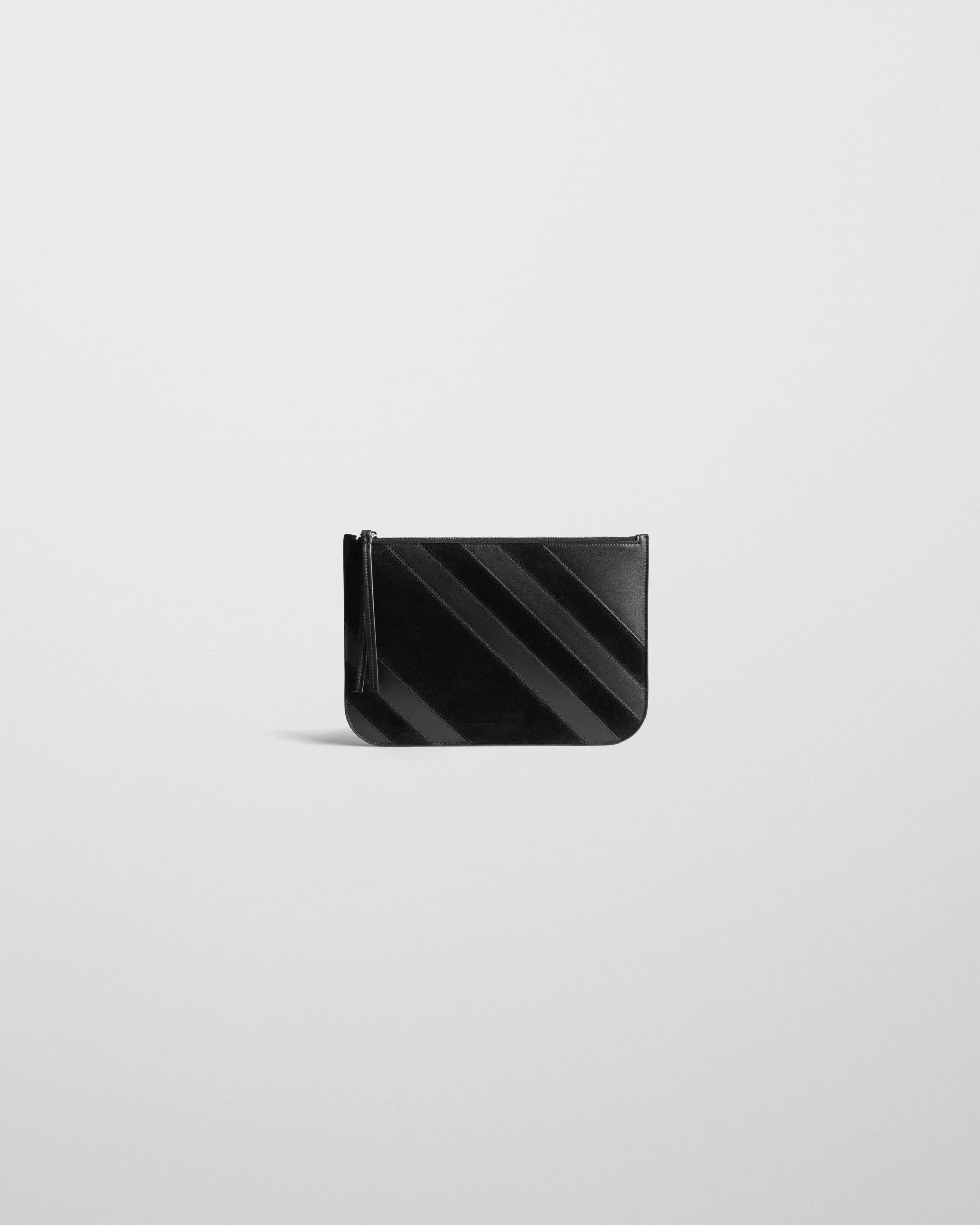 Pocket Pouch in Black Soft Calf Suede Leather