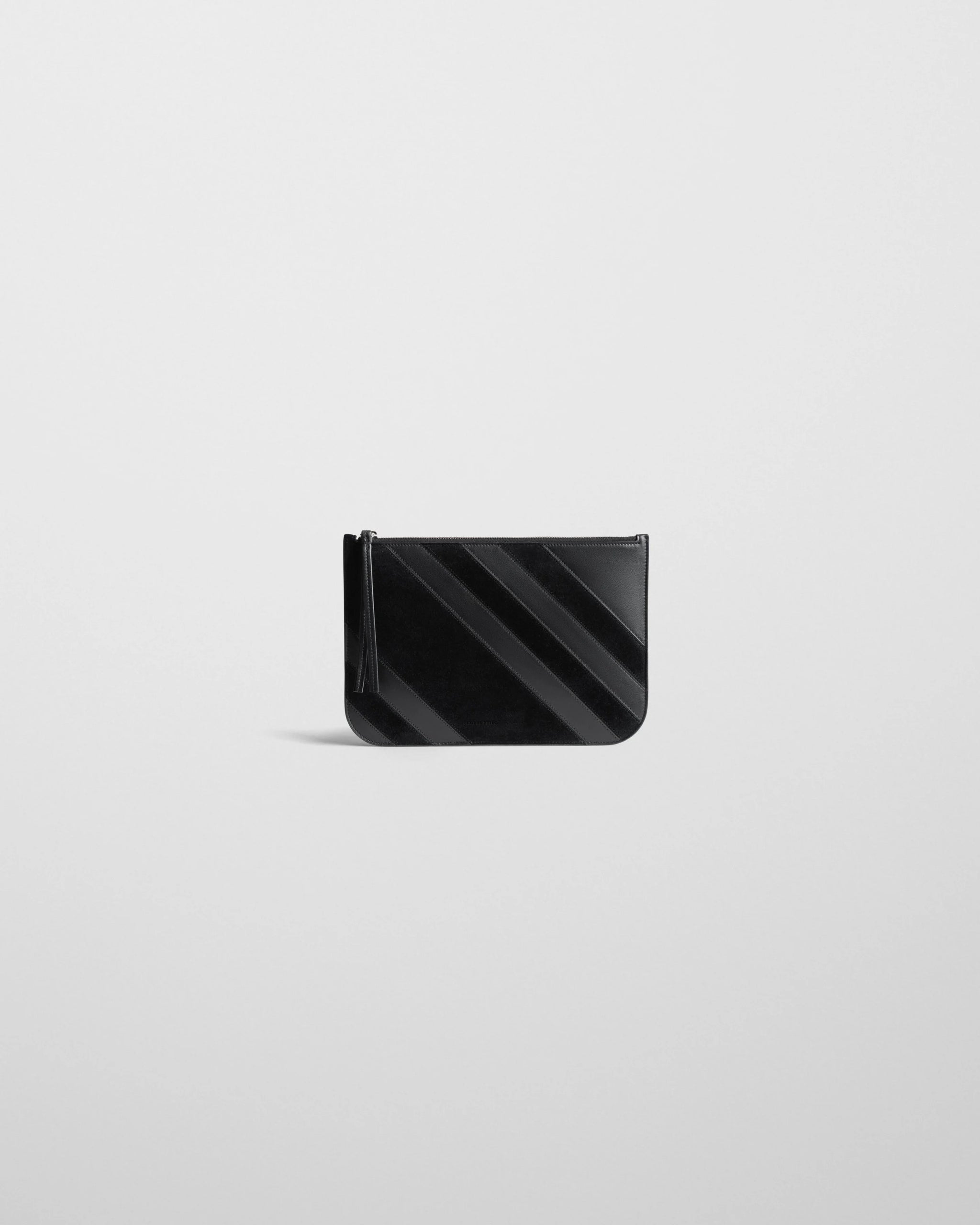 Pocket Pouch in Black Soft Calf Suede Leather