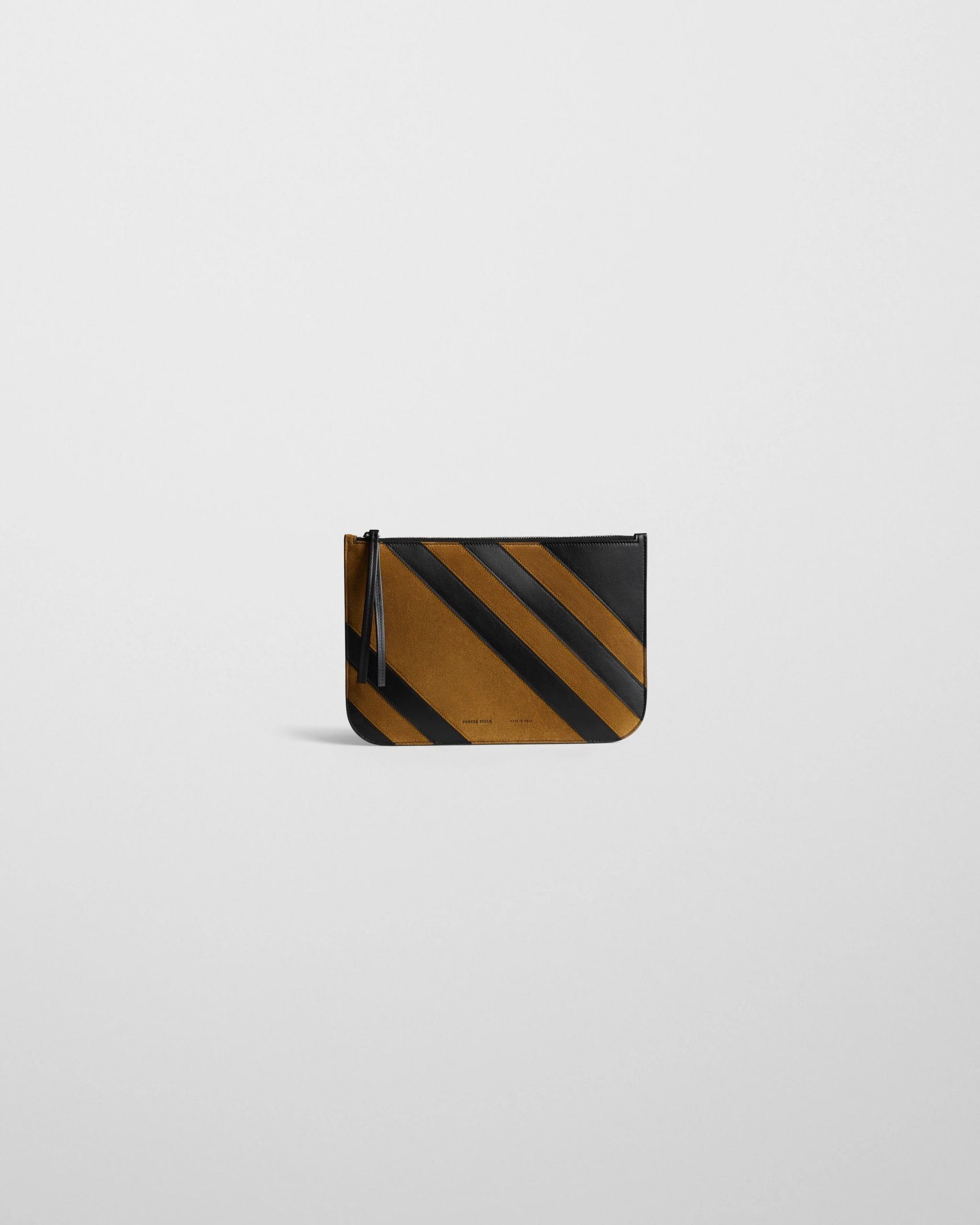 Pocket Pouch in Black/Toffee Soft Calf Suede Leather