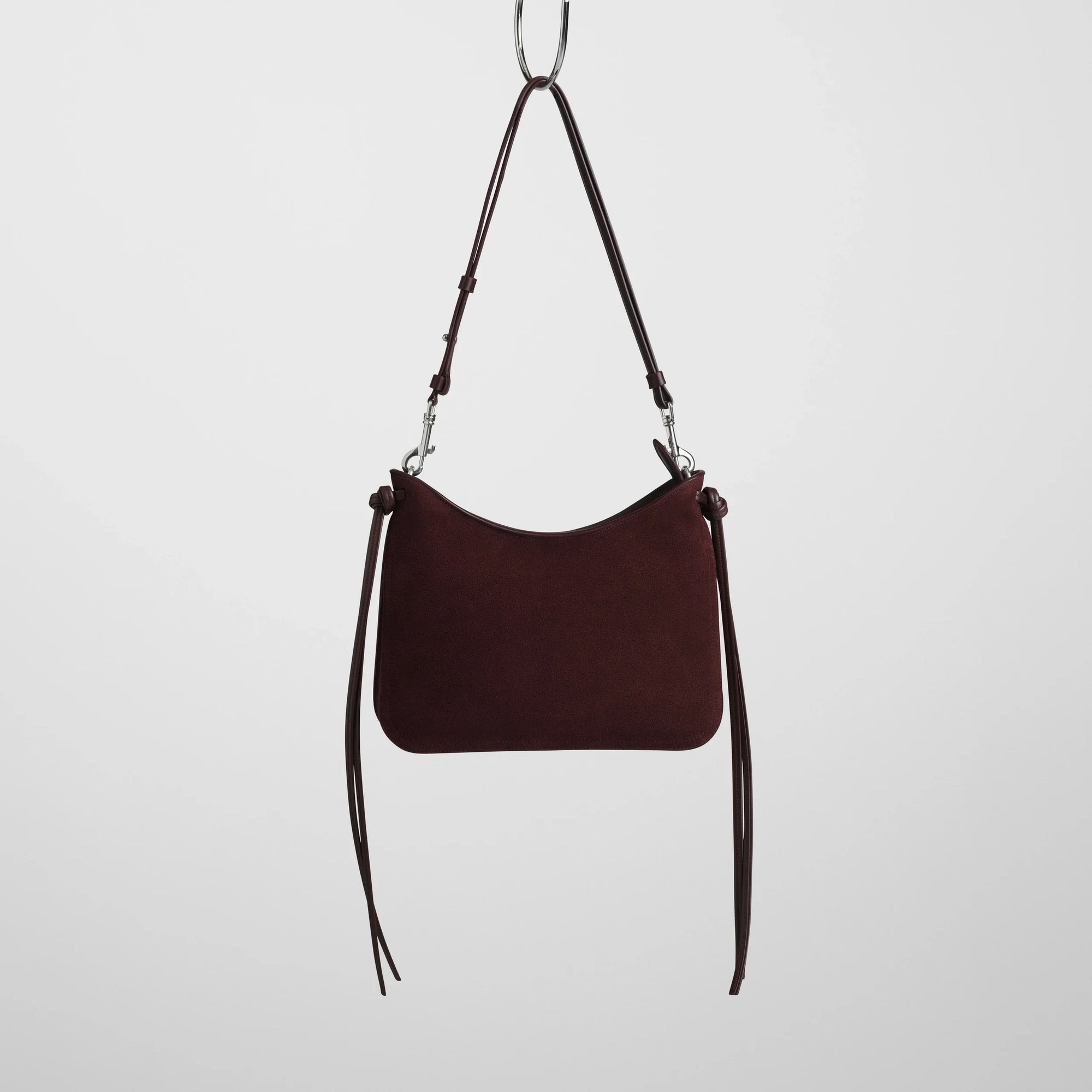 Small Gig Shoulder Bag in Oxblood Suede Leather