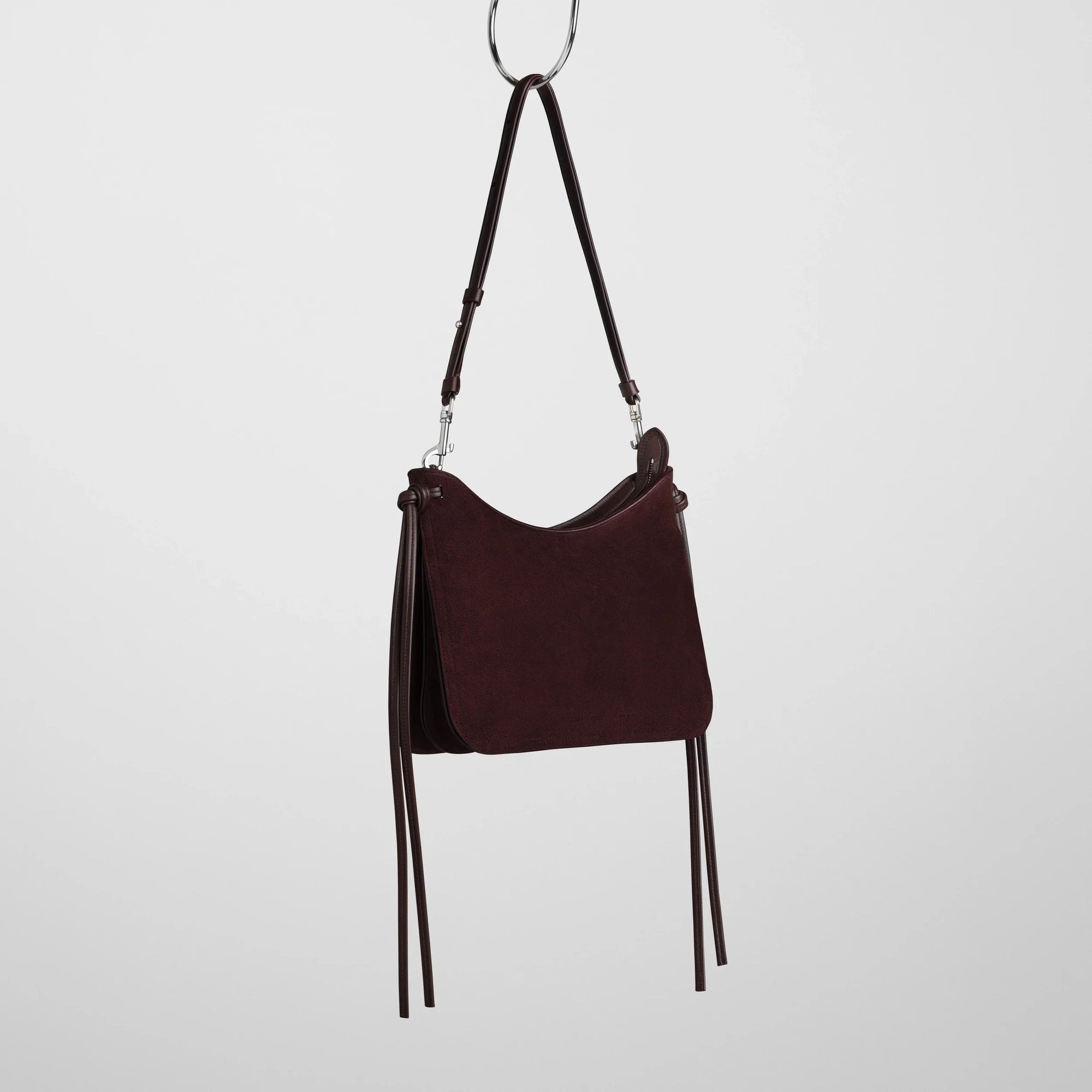 Small Gig Shoulder Bag in Oxblood Suede Leather