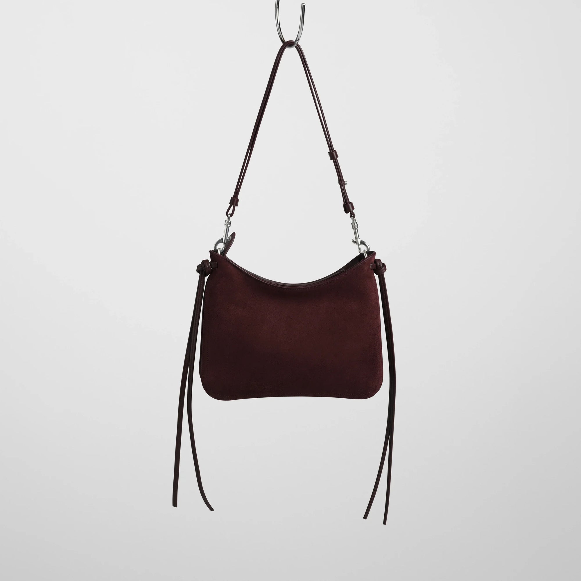 Small Gig Shoulder Bag in Oxblood Suede Leather