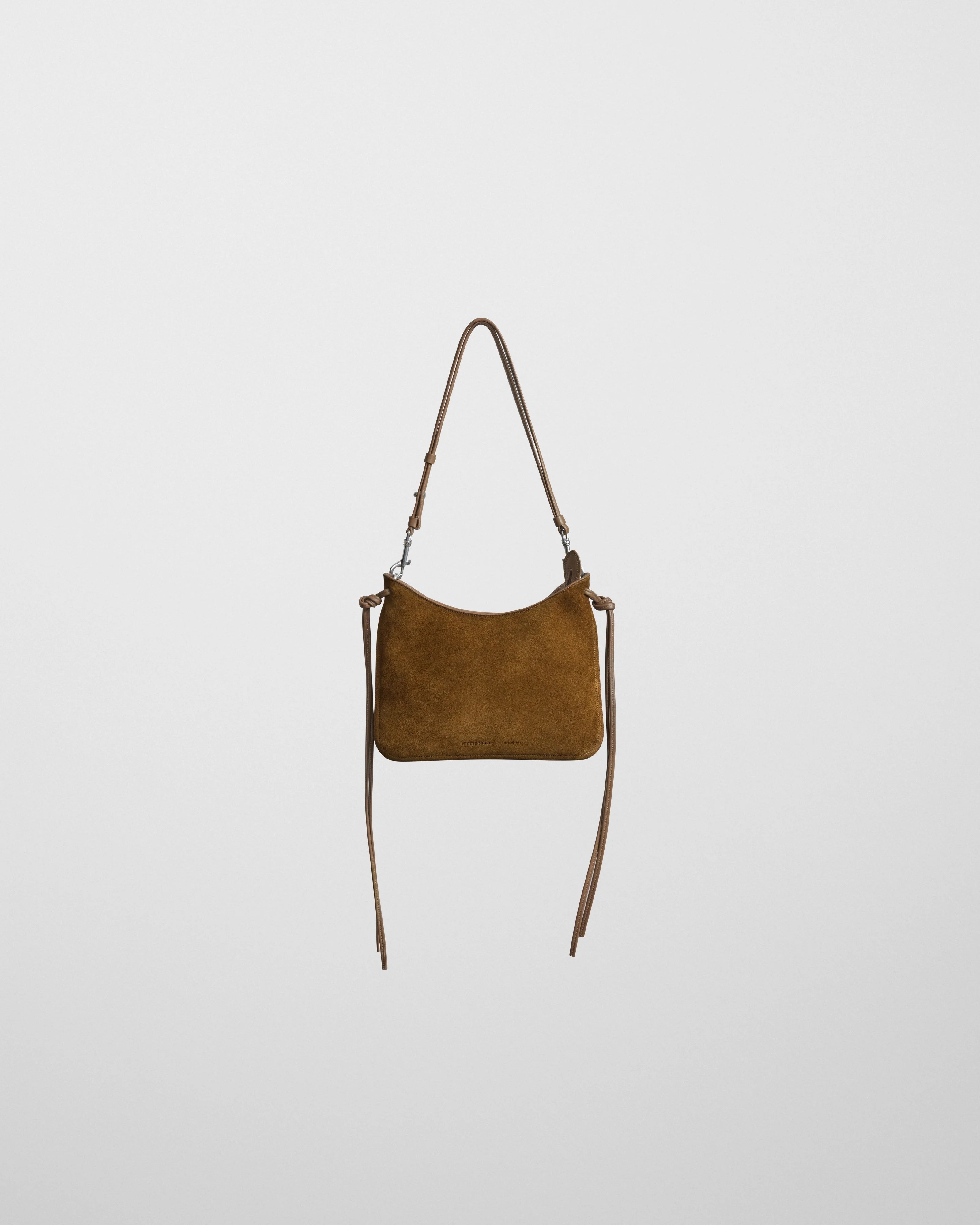 Small Gig Shoulder Bag in Toffee Suede Leather