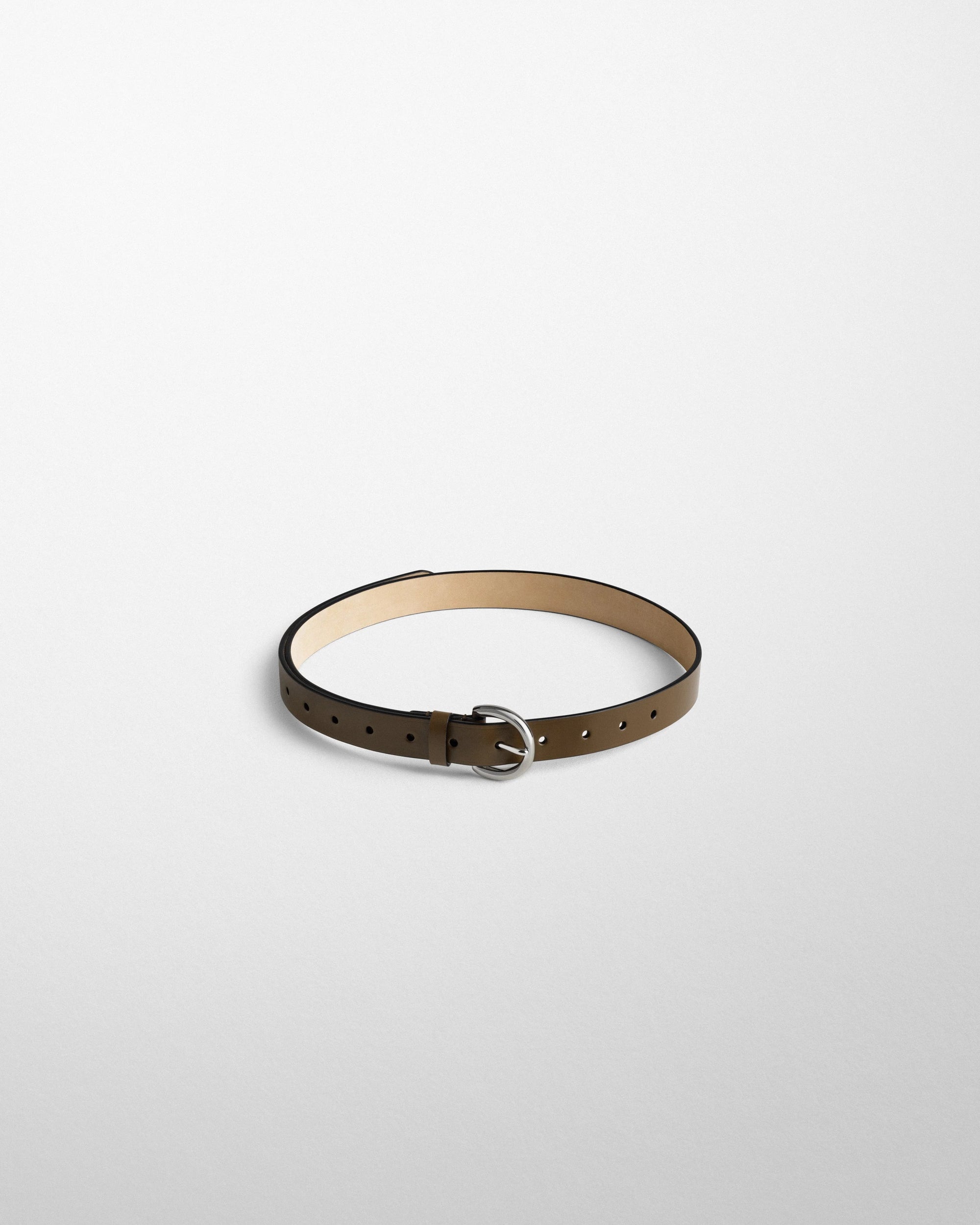Round Buckle Belt in Cigar Calf Leather - 25mm Width