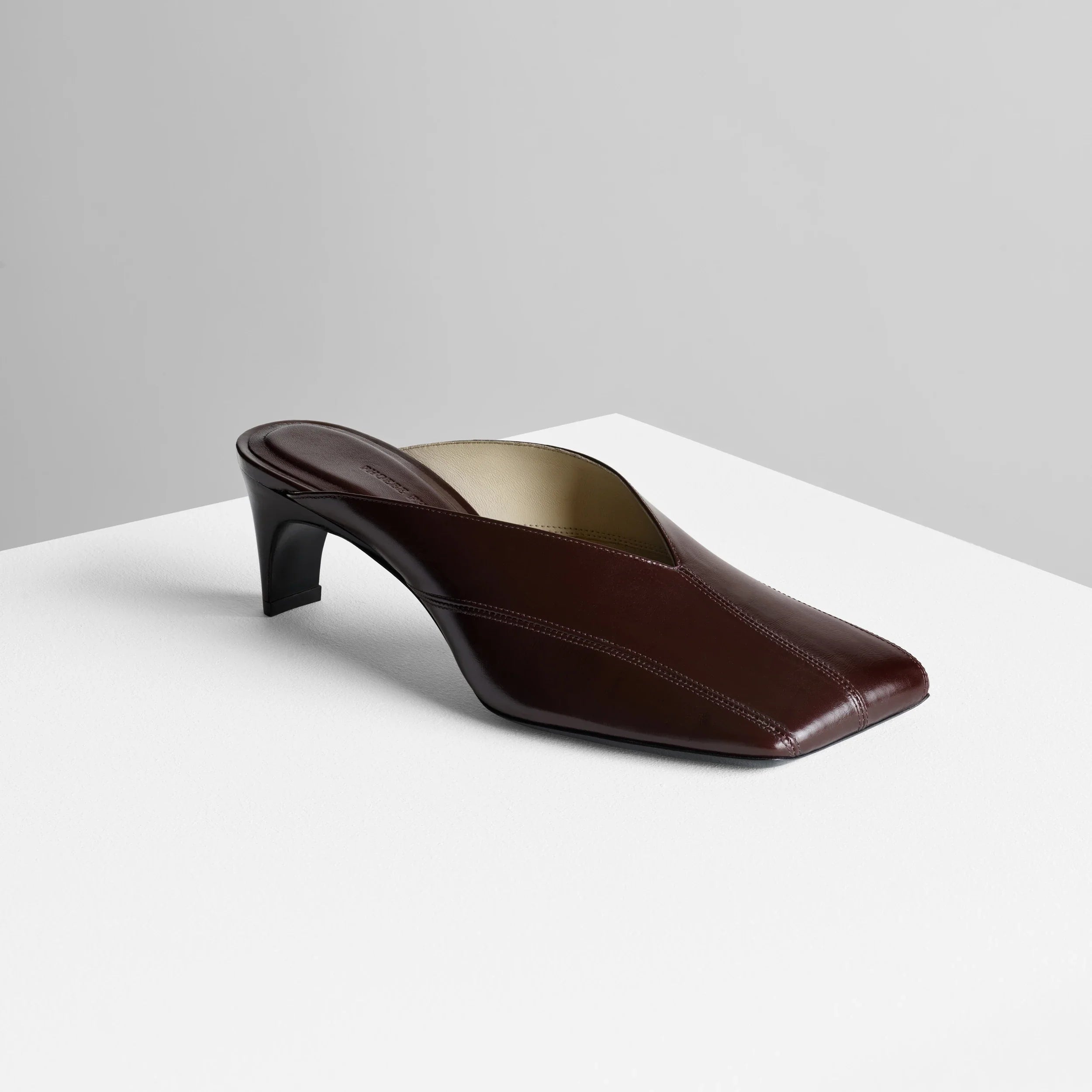 Tilt Mule in Oxblood Shiny Calf