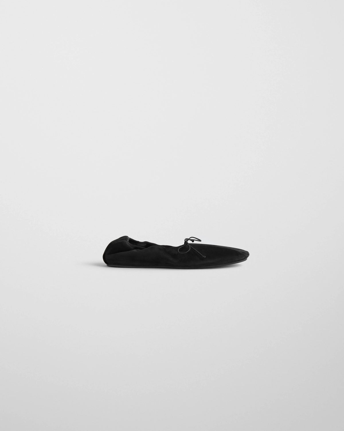 Gathered Flat - Black Suede