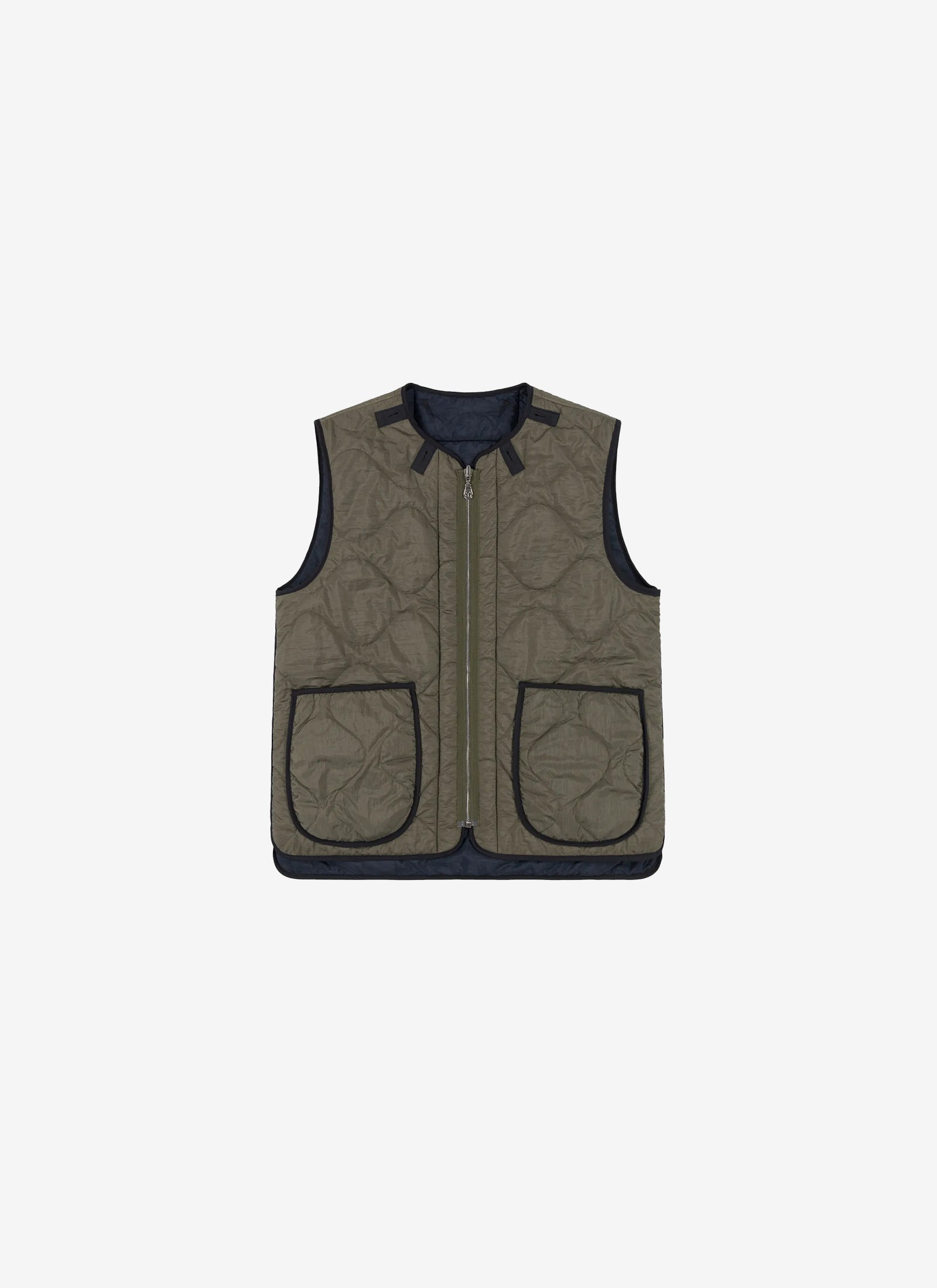 Airmail Quilted Vest - Navy / Dark Olive