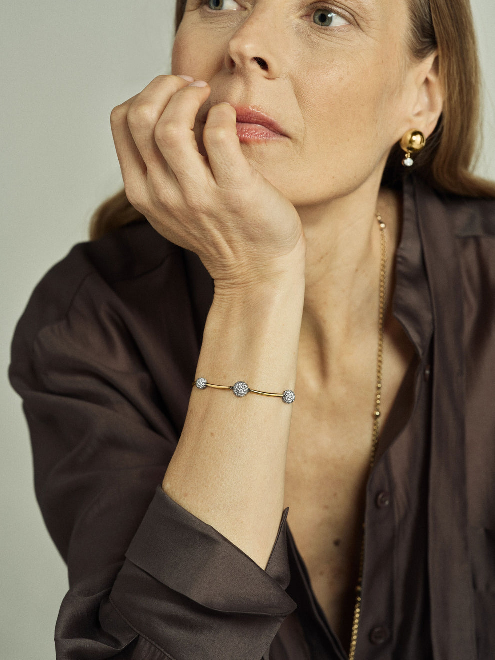 Bracelet - Yellow Gold Sphere and 5.34ct Pave Diamond (Orbit)