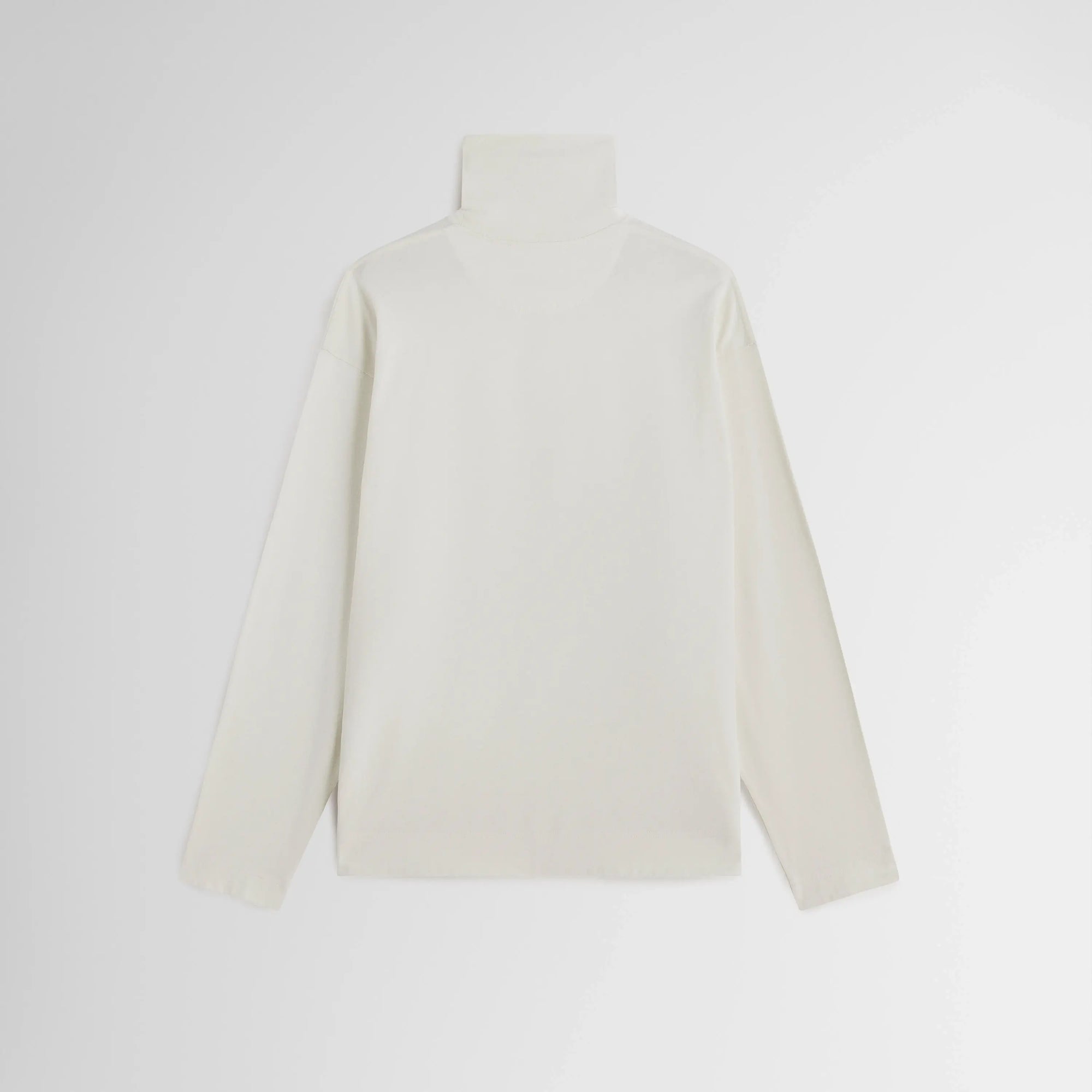 Relaxed Long Sleeve Top With Ribbed High Neck Collar