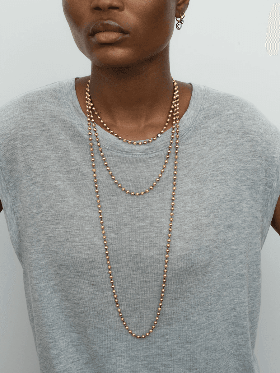 Ball n Chain - 16" Rose Gold Necklace with 0.25ct Diamond