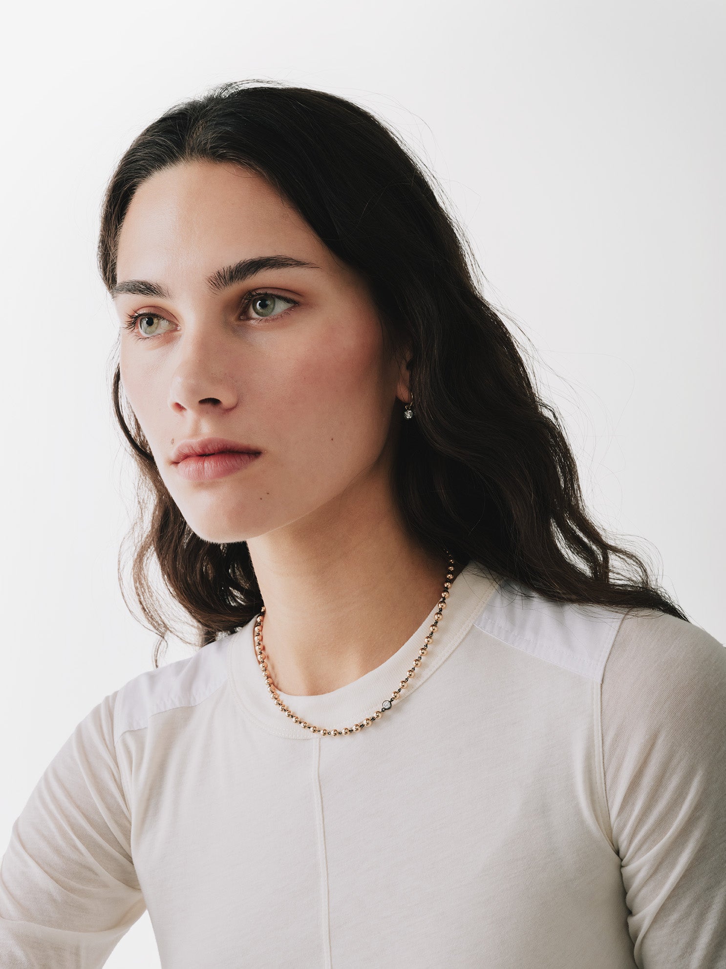 Ball n Chain - 16" Rose Gold Necklace with 0.25ct Diamond