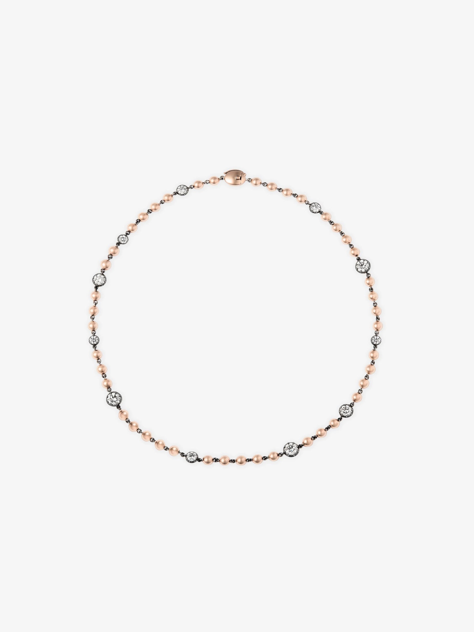 Ball N Chain Rose Gold Multi Diamond 16" Necklace