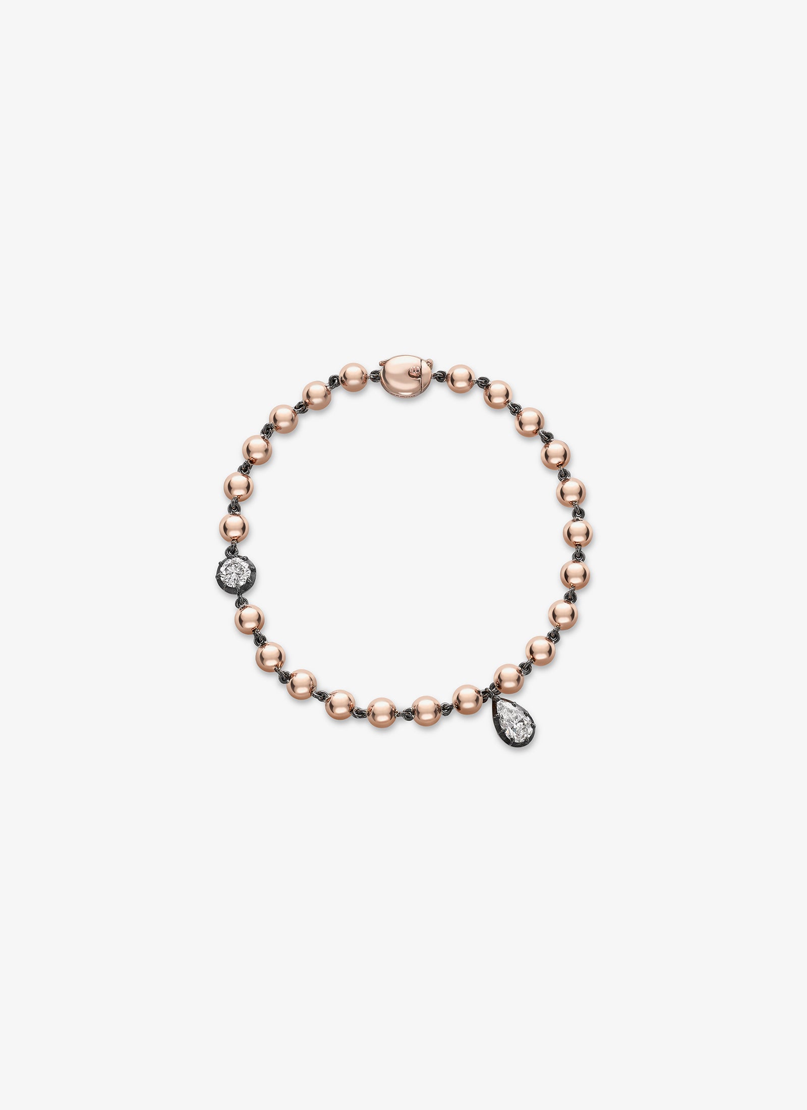 Bracelet - Ball n Chain with Two Diamonds RG