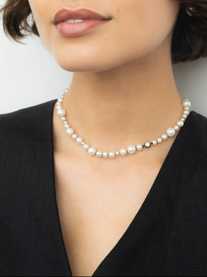Necklace - Pearl 16" with 0.40ct Diamond (Beaches)
