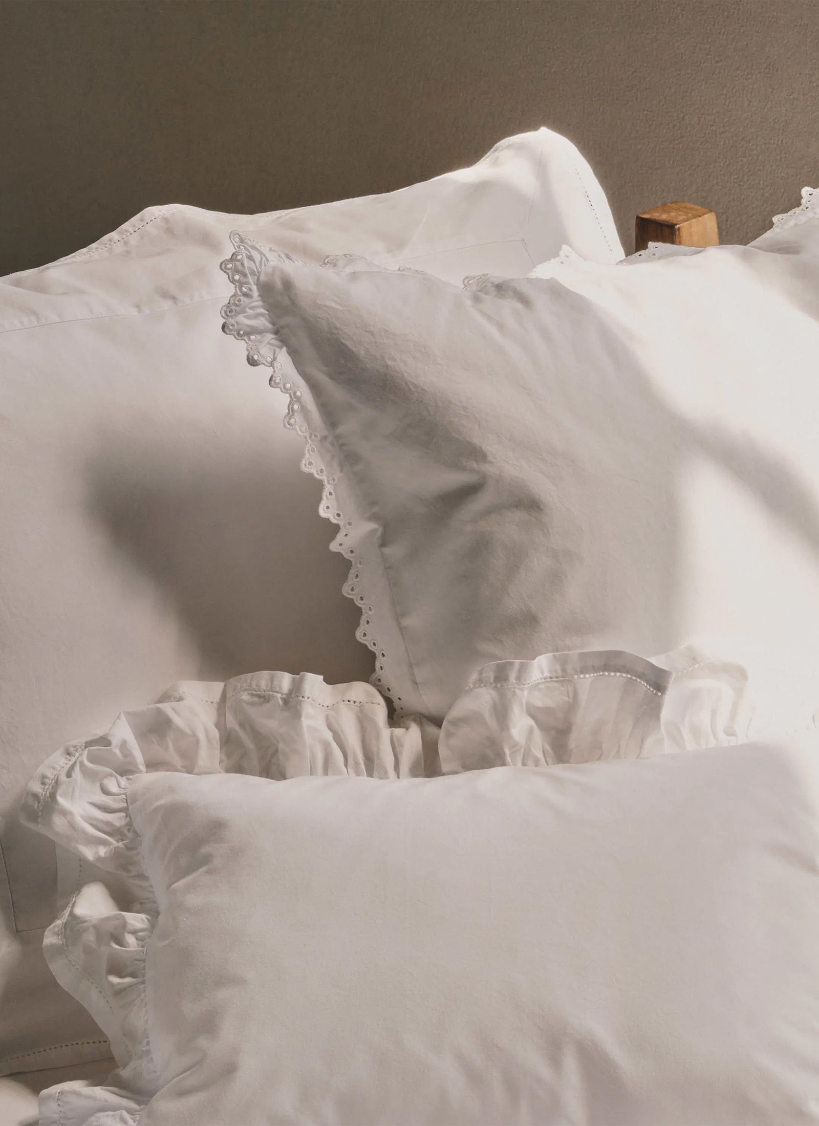 Broderie Anglaise Pillowcases - Anais in Broken White - Pair