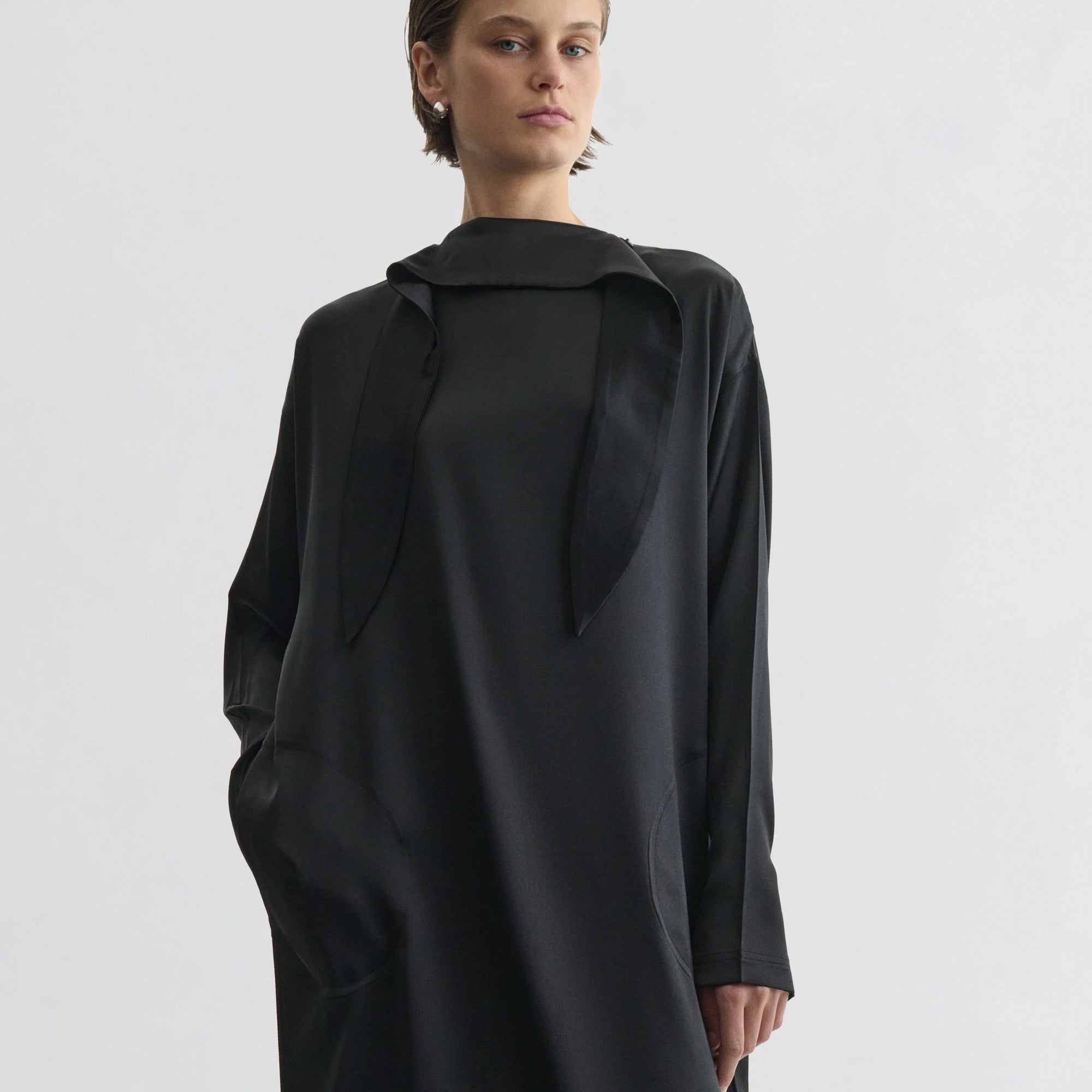 Liquid High Neck Dress - black