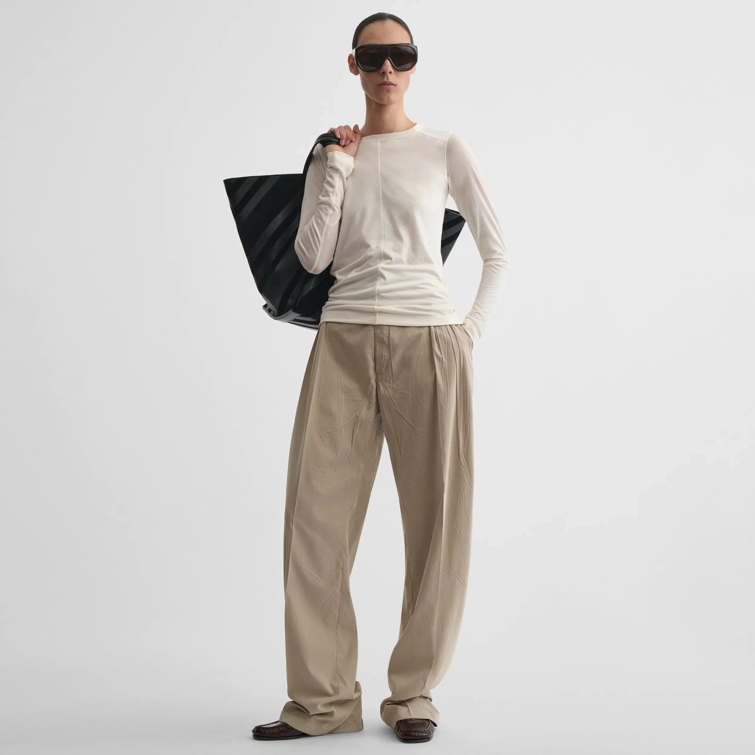 Ultra Fine L/S Top with Utility Patches - Ivory