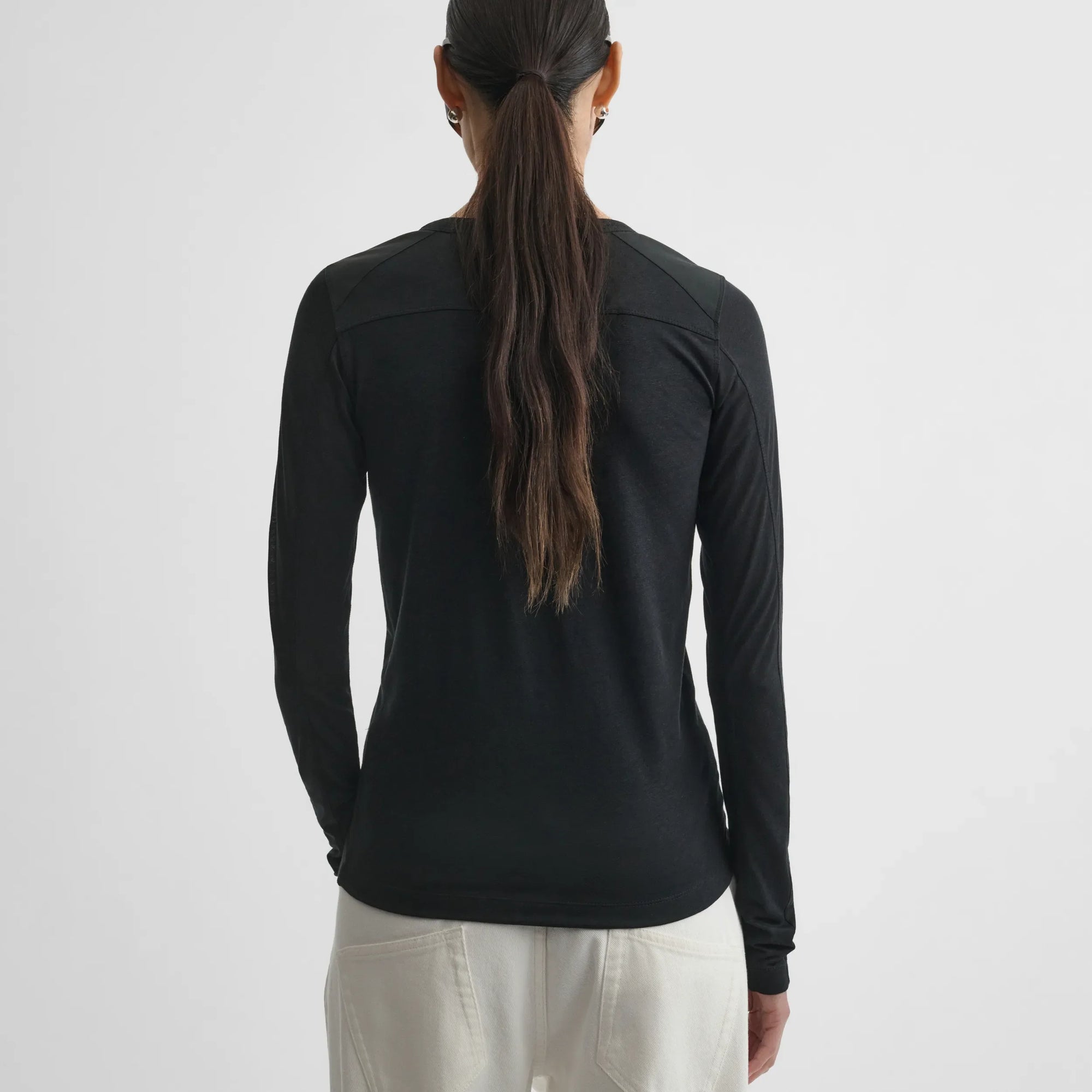Ultra Fine L/S Top with Utility Patches - Black