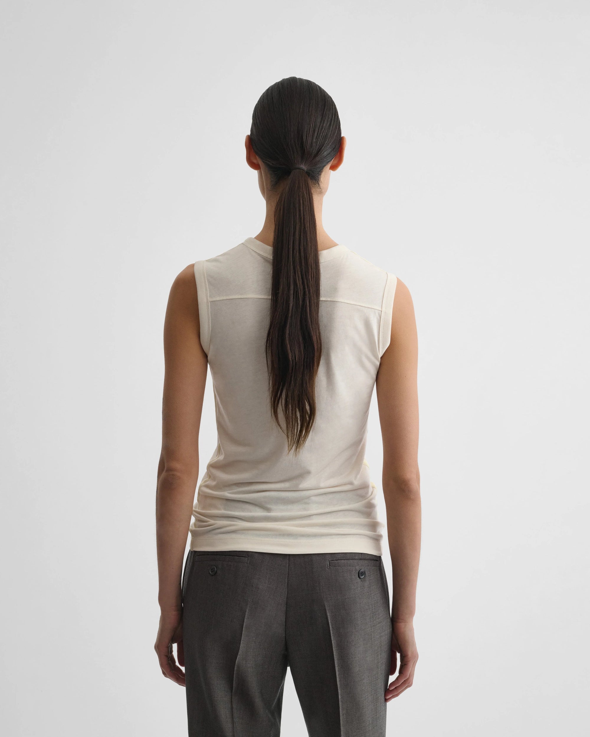 Ultra Fine Tank with Cotton Tape - Ivory