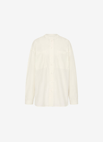 Collarless Shirt - Cream | Simon James