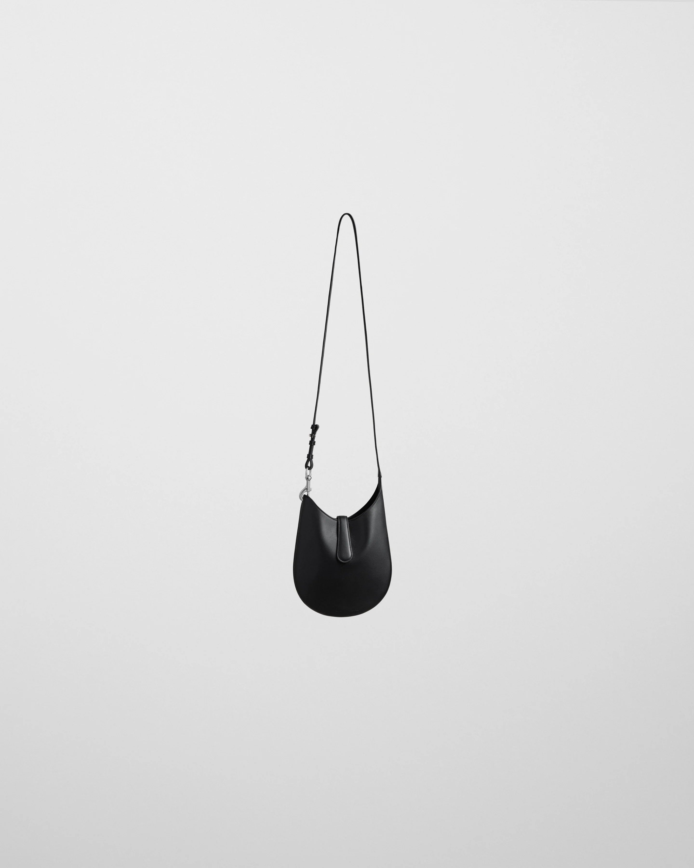 Mini Bean Sling Bag in Black Calf Leather