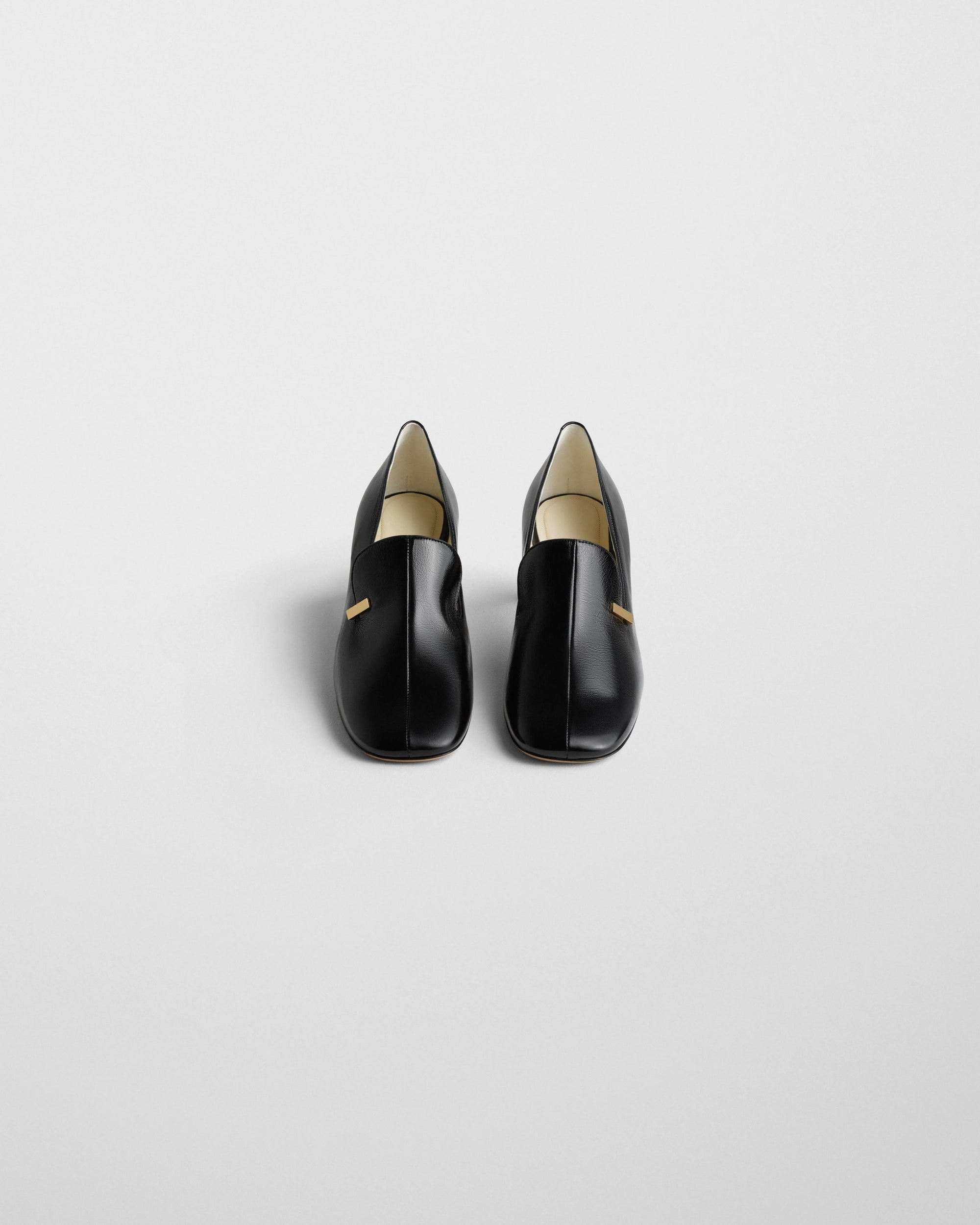 Club Loafer w 60mm Heel in Shiny Black Calf Leather