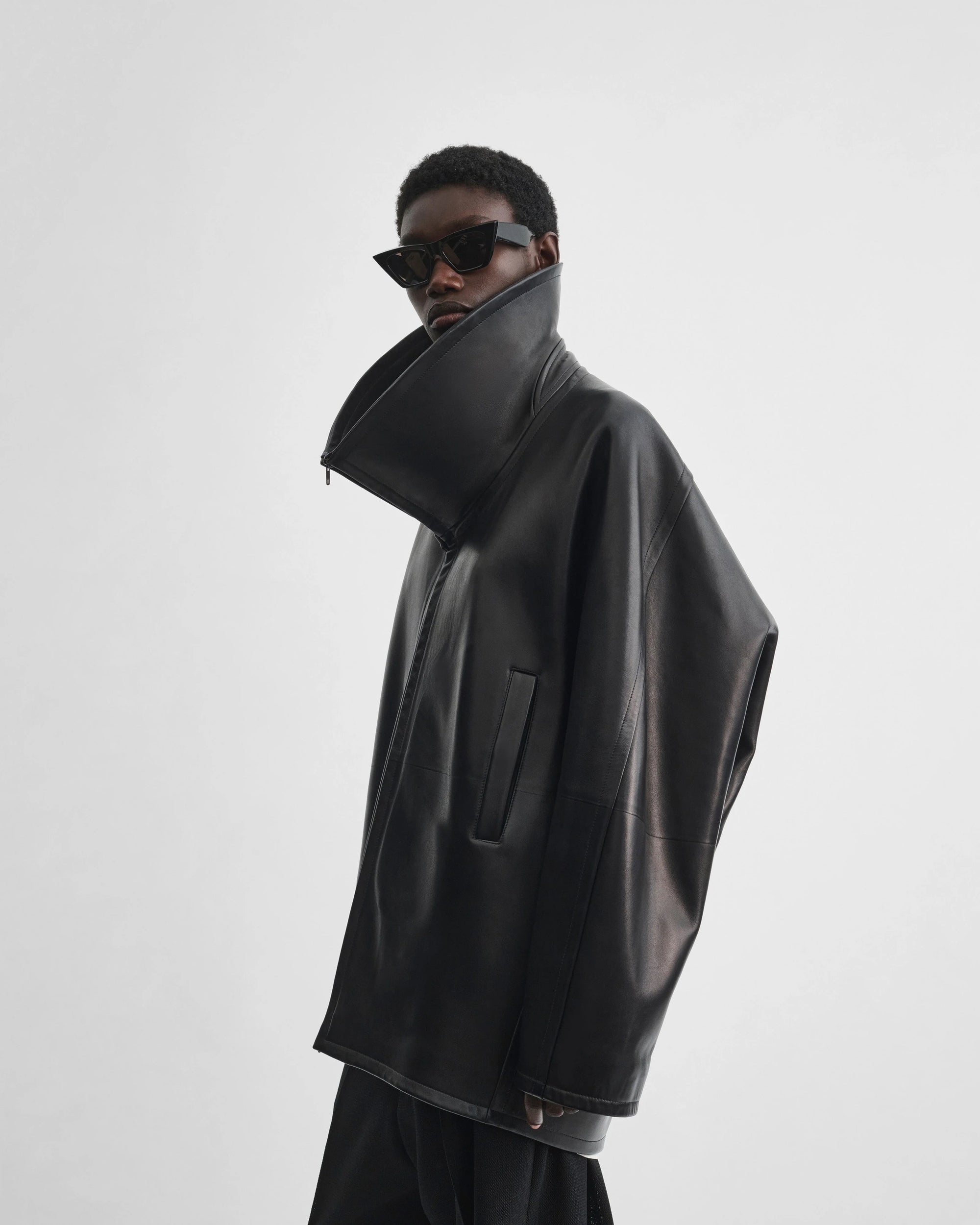 Swathe Leather Jacket - Black