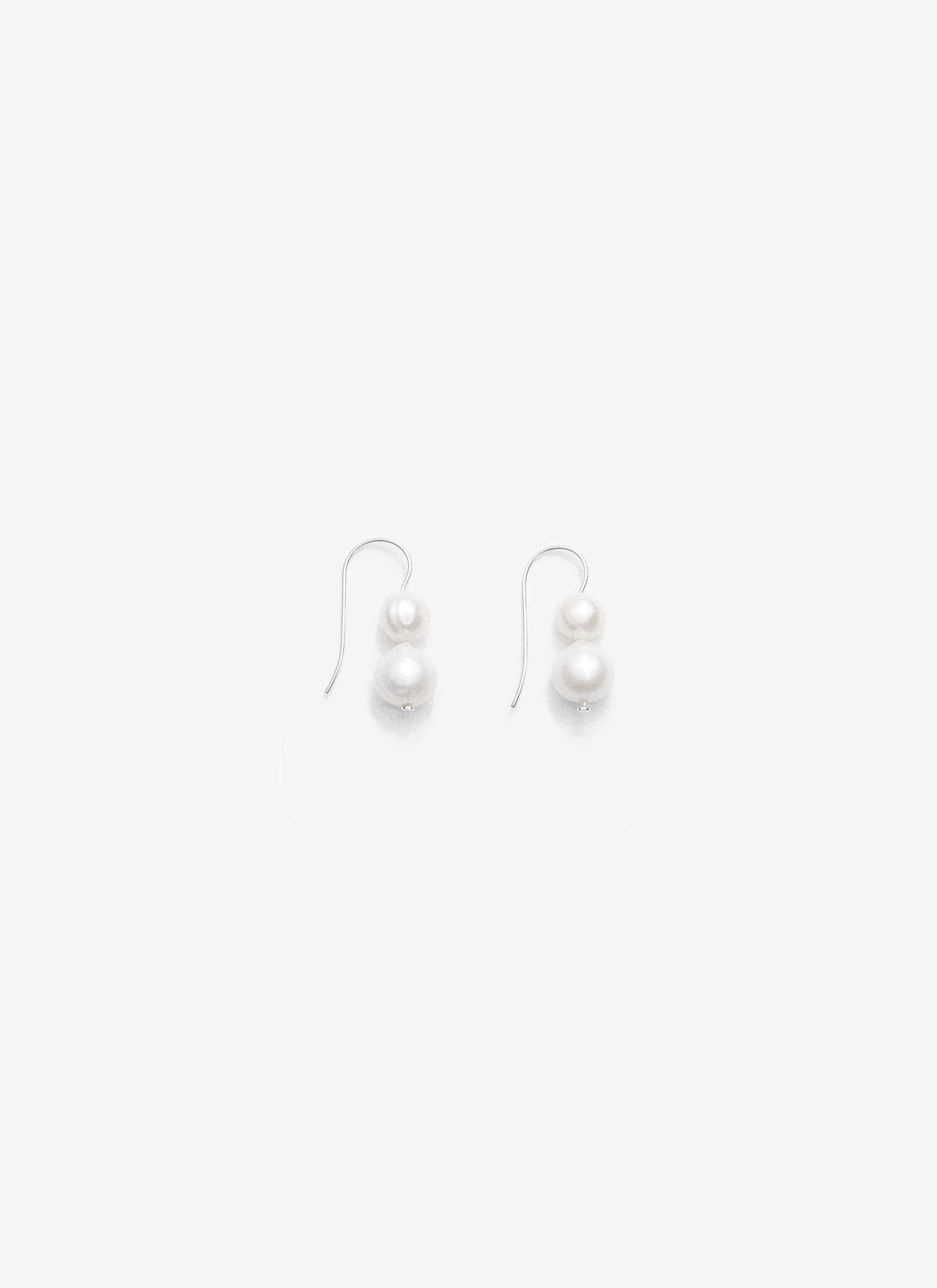 Double Pearl Earrings - Silver