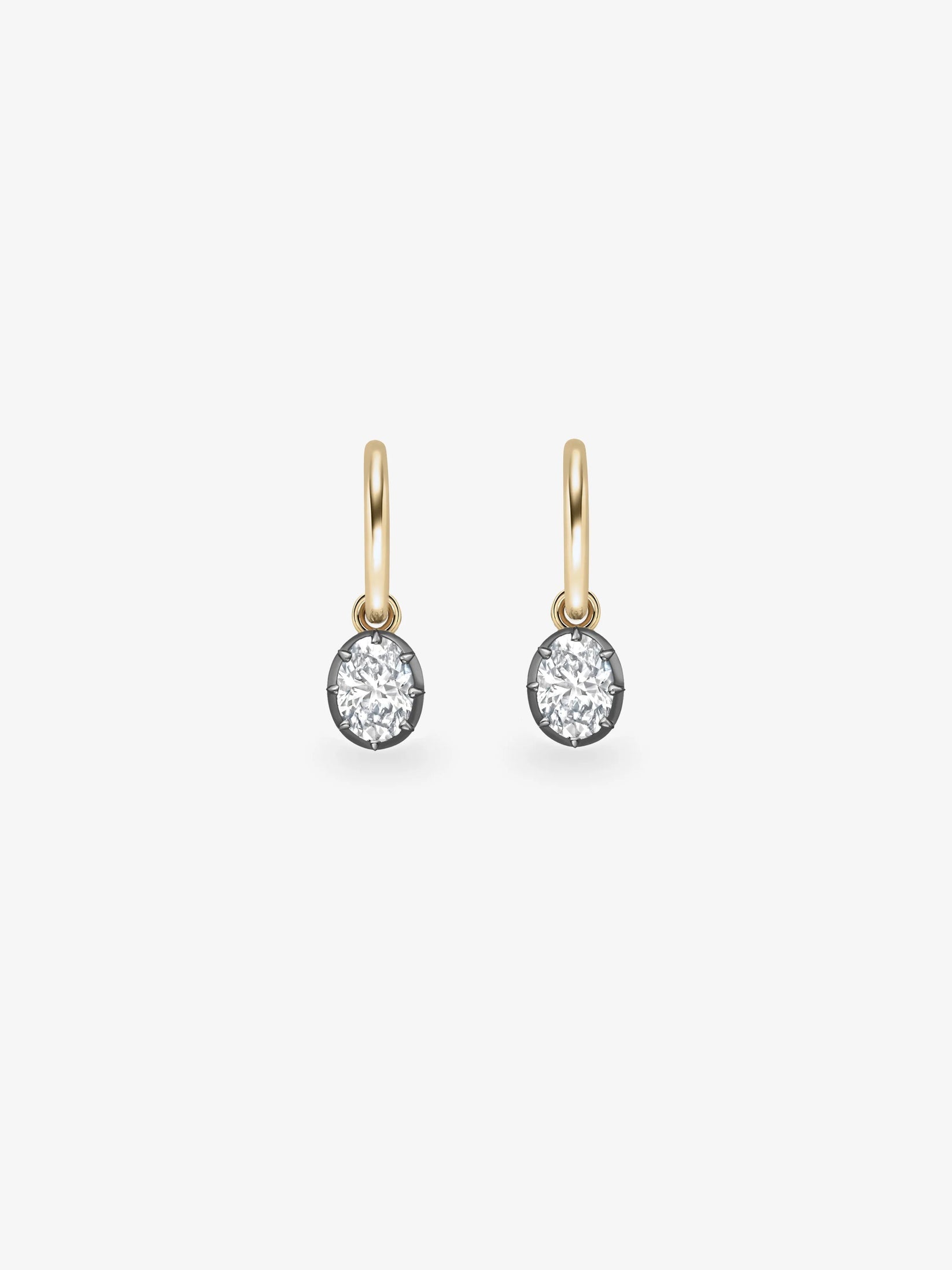 0.50ct Oval Diamond & Blackened Gold Gypset Hoop Earrings