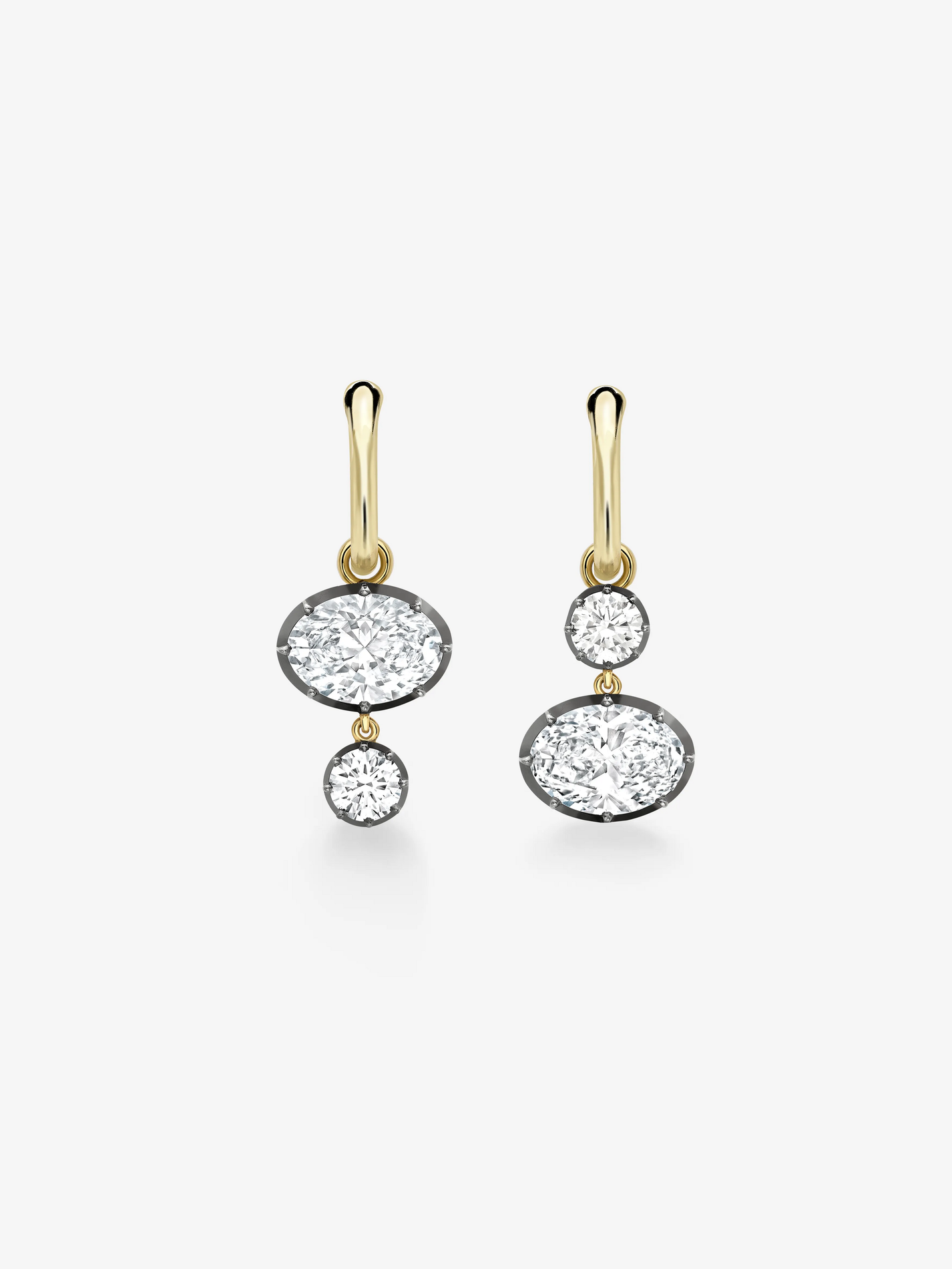 Gypsets - Asymmetric Diamond Oval 3.00ct and 0.80ct Diamond Gypsets