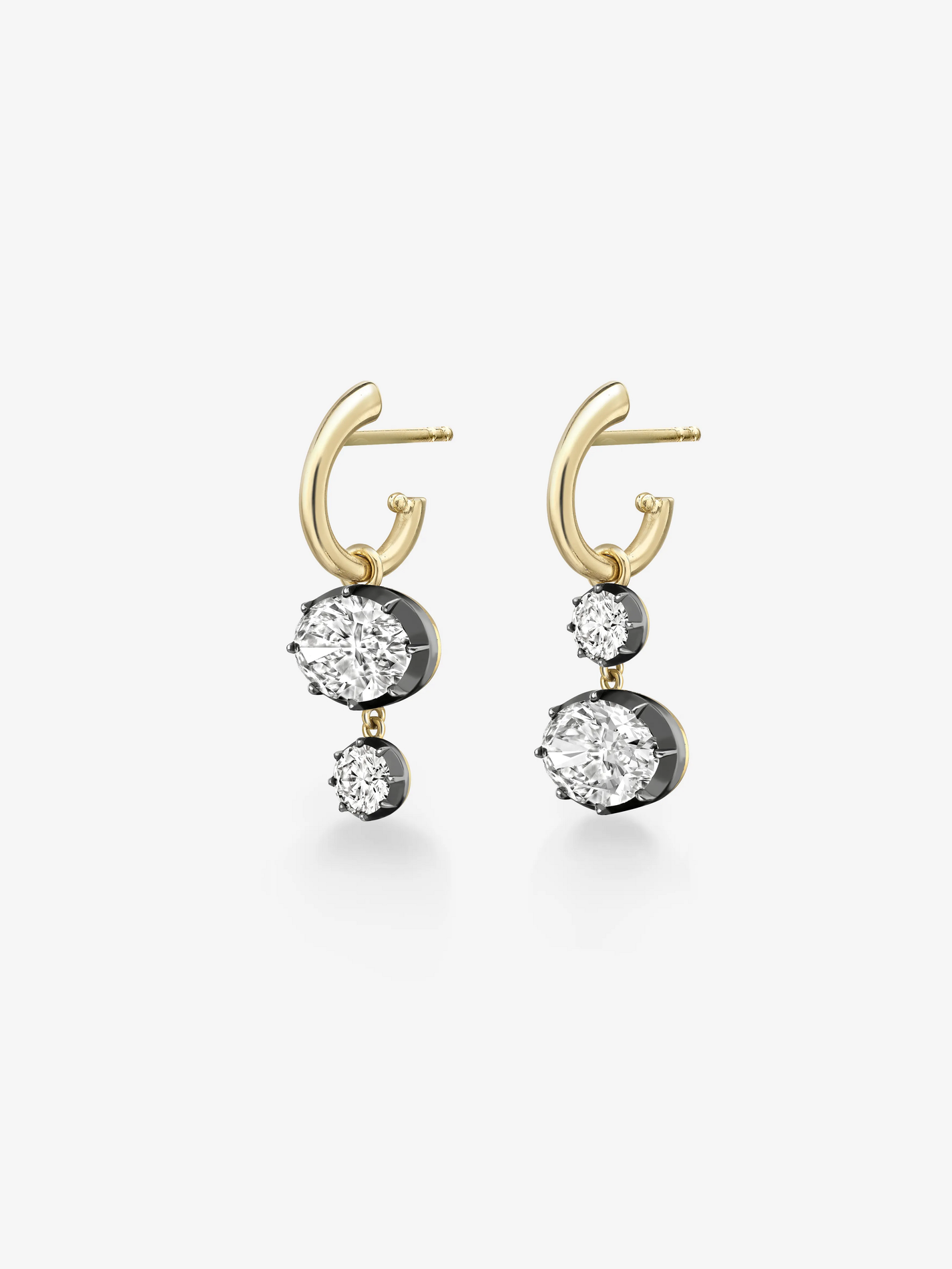 Gypsets - Asymmetric Diamond Oval 3.00ct and 0.80ct Diamond Gypsets