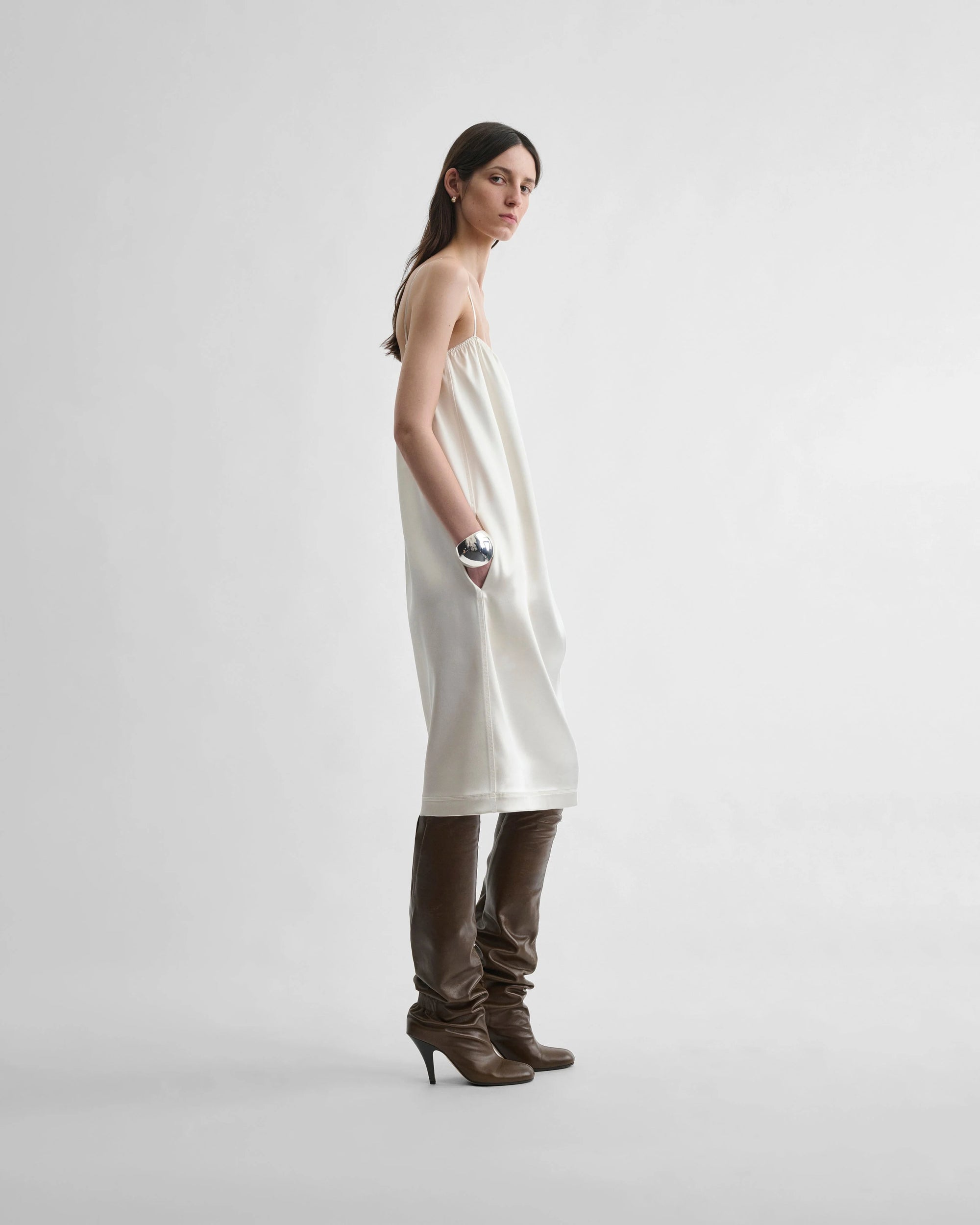 Liquid Slip Dress - Acid Ivory