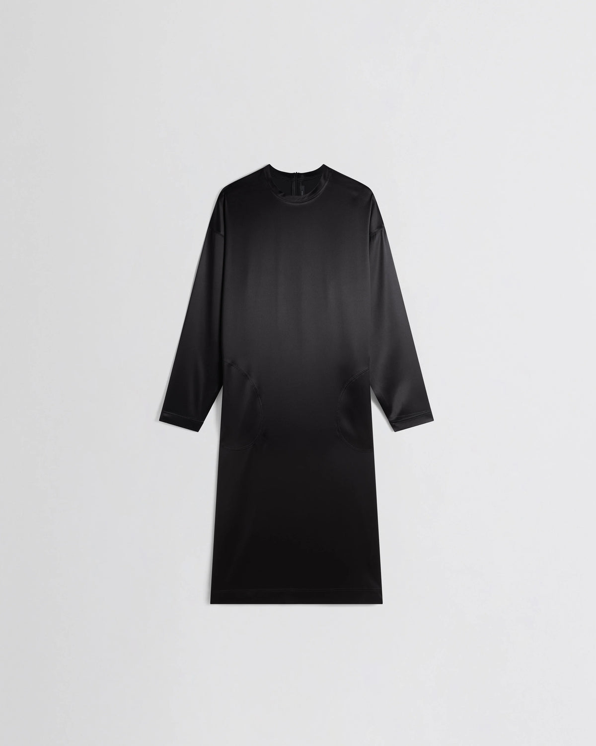 Crew Neck Dress - Black Silk