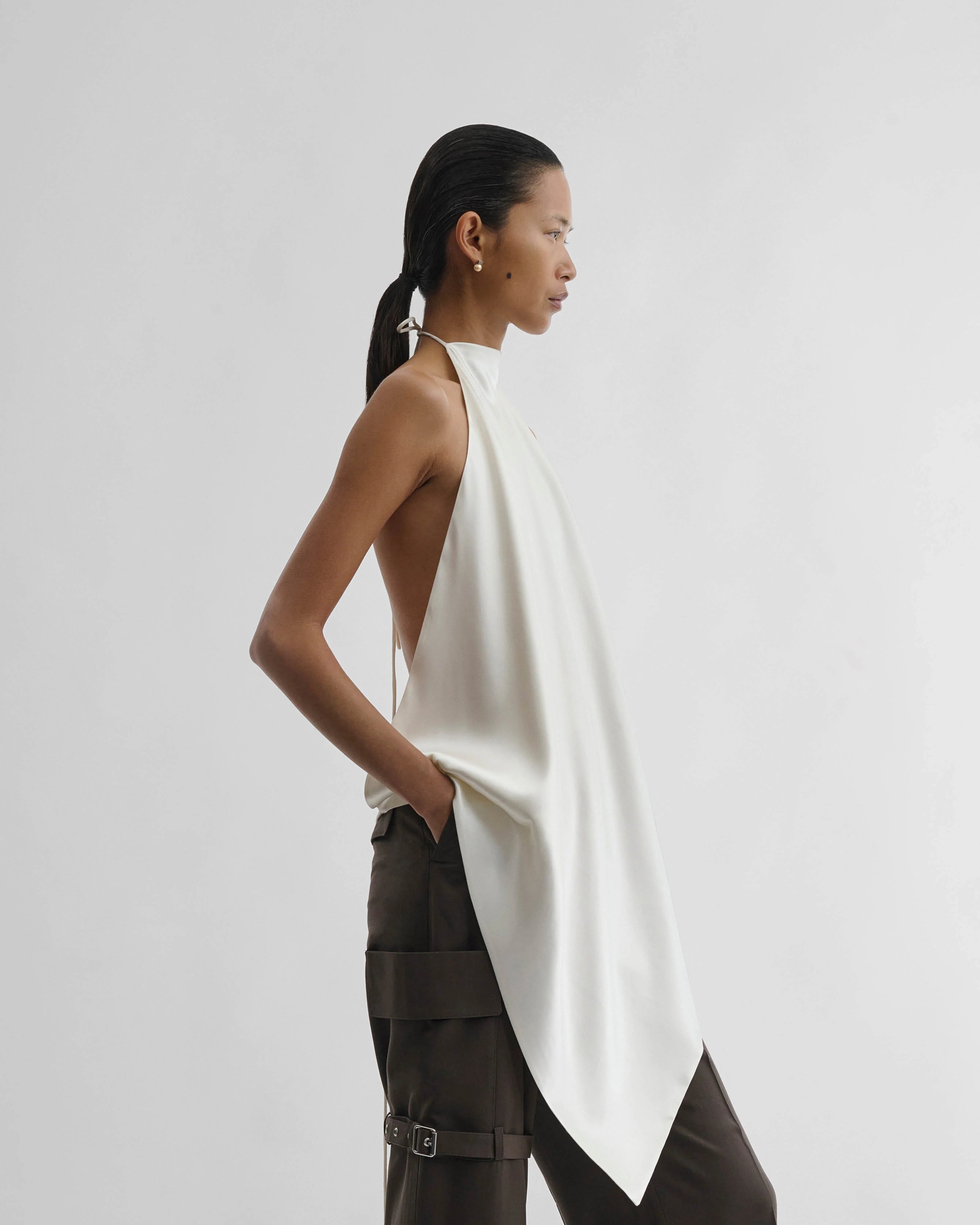 Liquid Scarf Top - Cream Silk