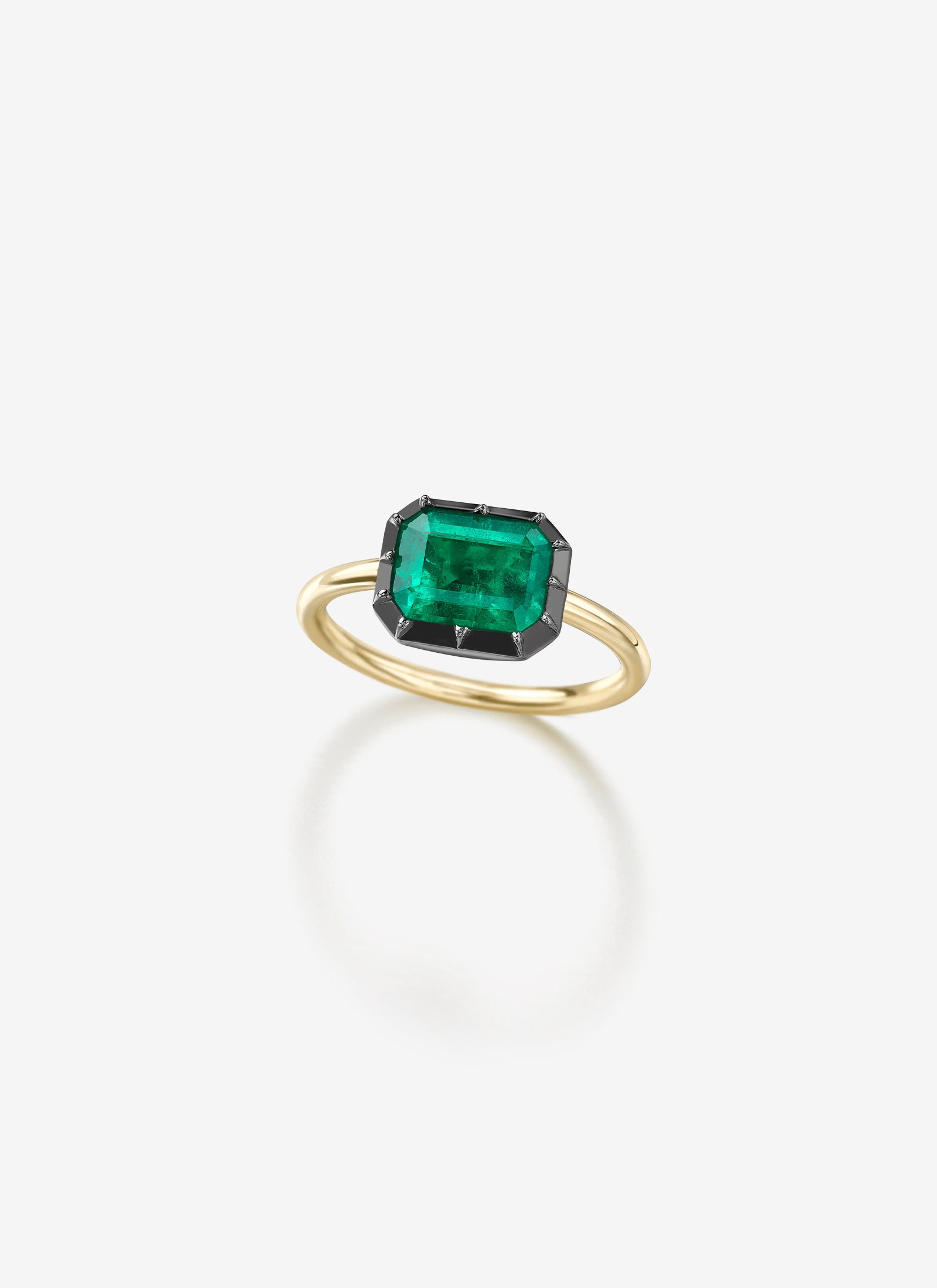 Button Back Ring - E/W Emerald Cut 1.87ct Emerald