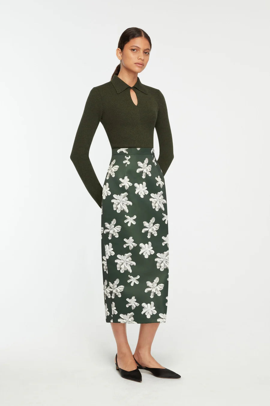 Lorelei Skirt Green & Ivory Floral