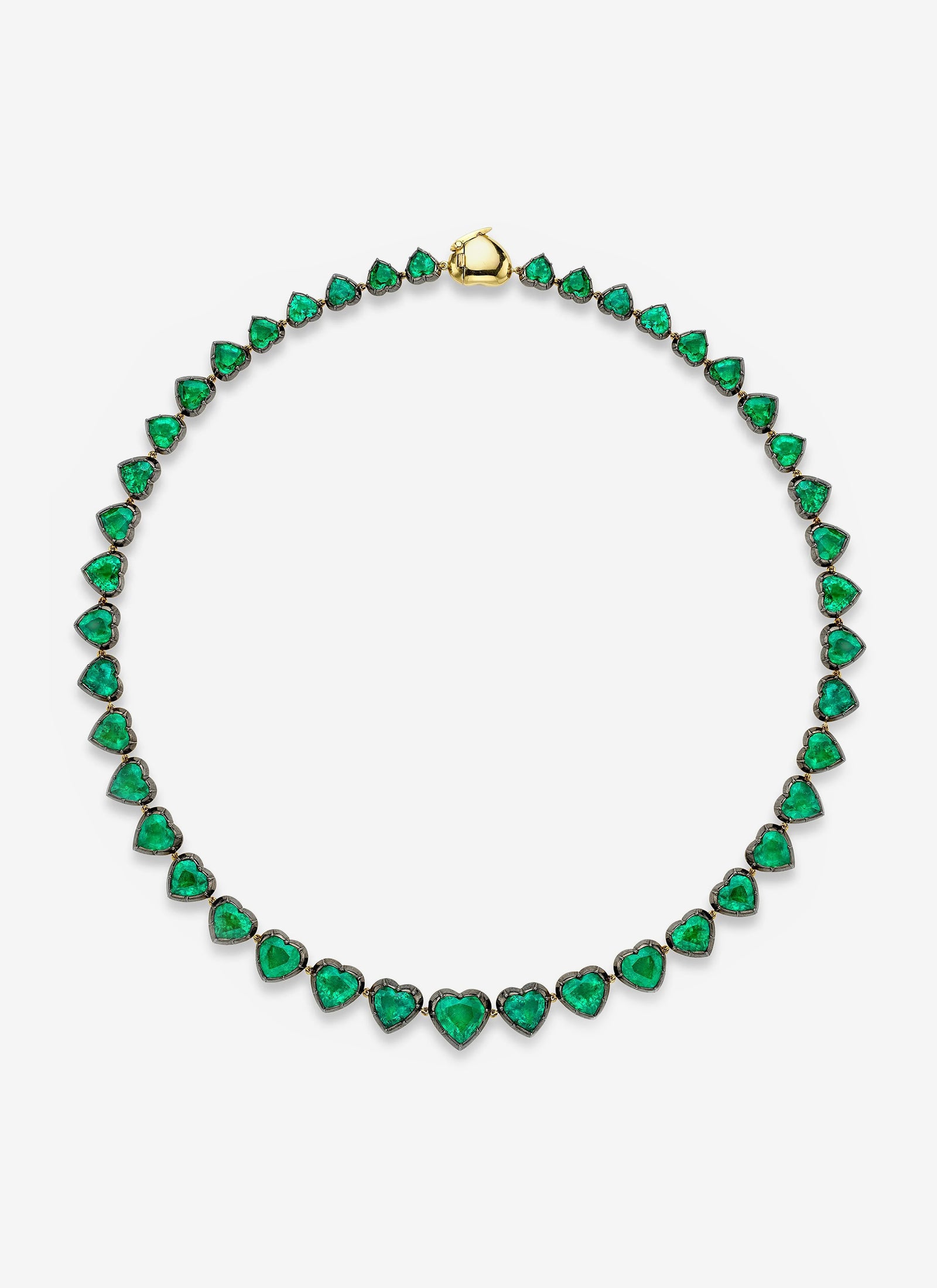 Signature Emerald Heart Button Back Necklace