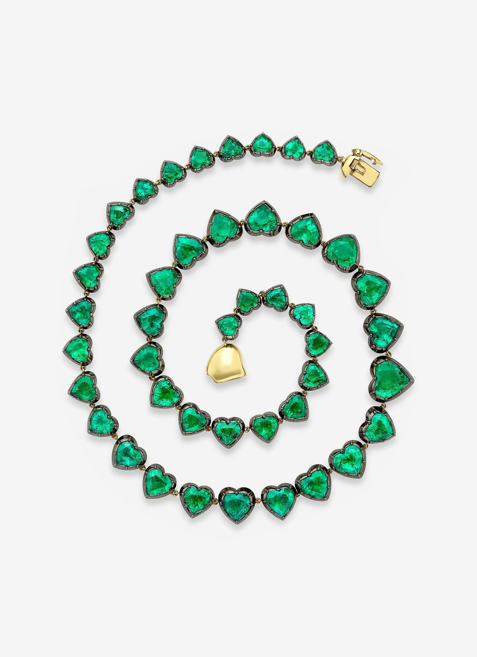 Signature Emerald Heart Button Back Necklace