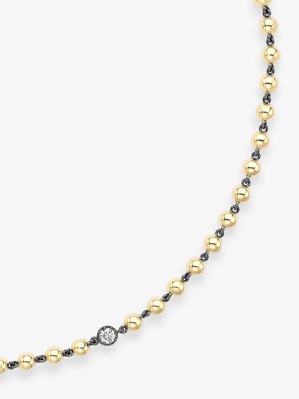 Ball n Chain - 18" Yellow Gold Necklace with 0.25ct Diamond