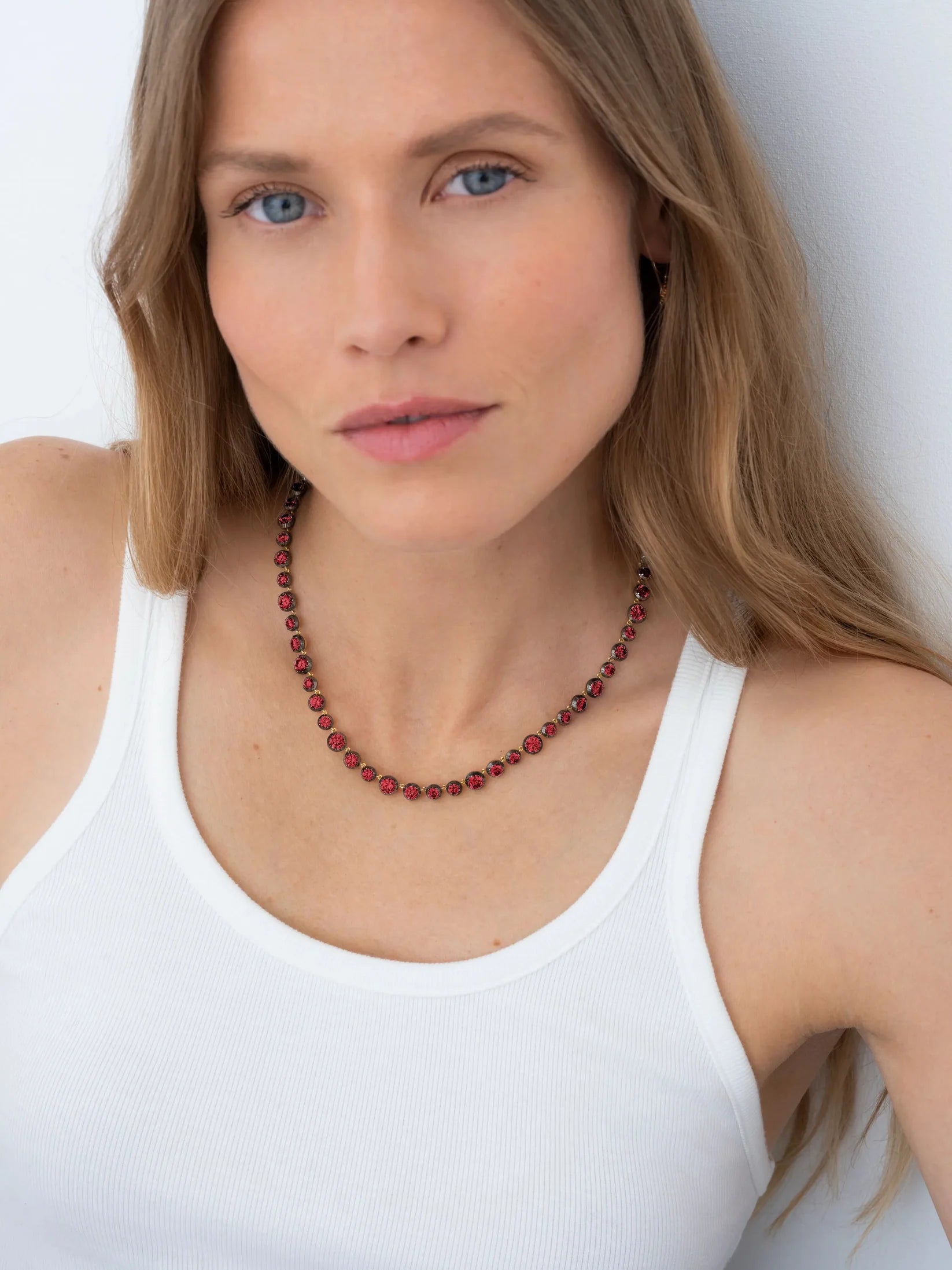 Necklace - Ruby Button Back