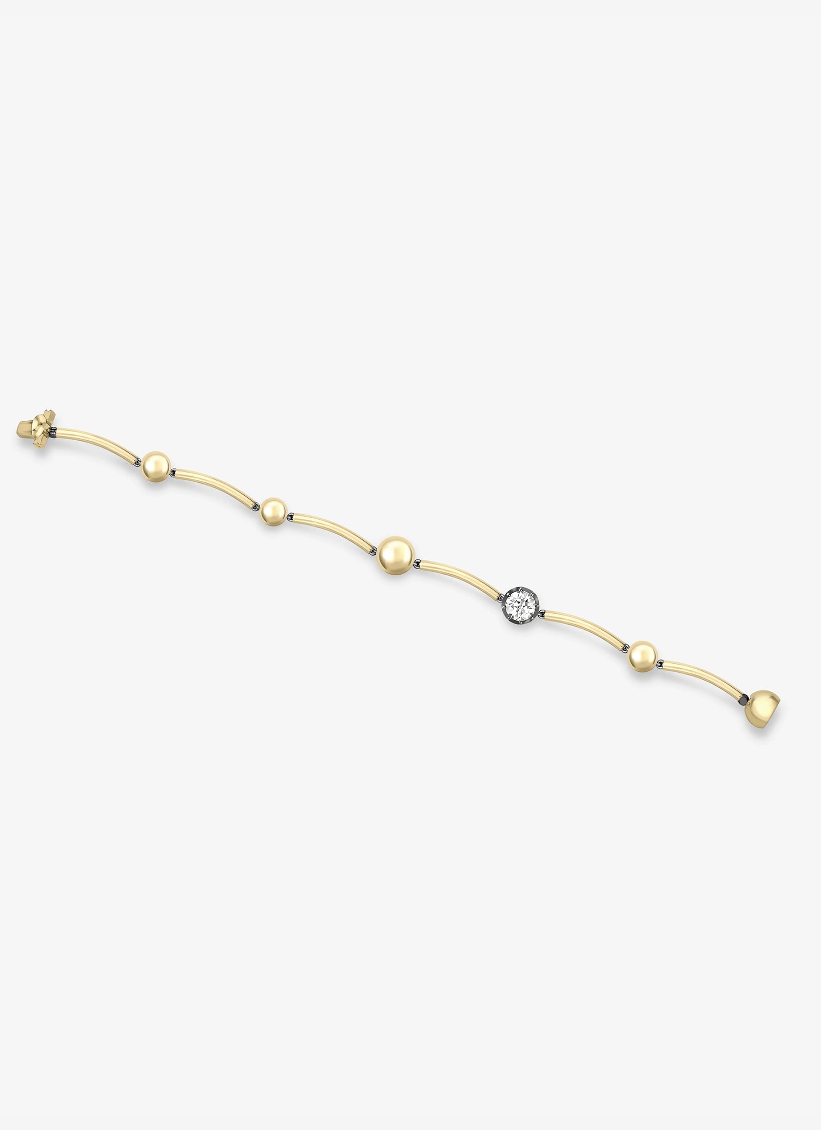 Bracelet - Yellow Gold Sphere and 0.50ct Diamond (Orbit)
