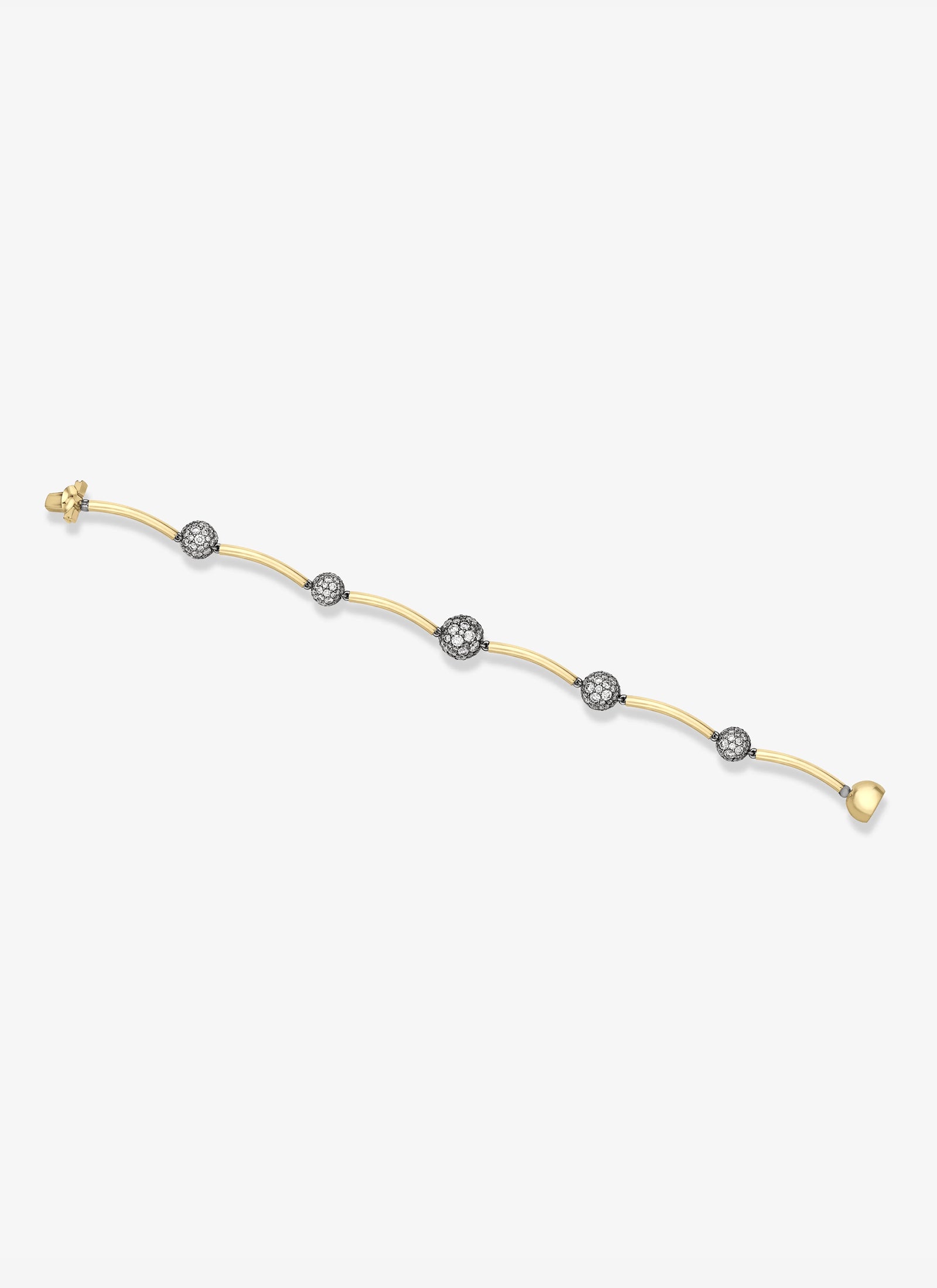 Bracelet - Yellow Gold Sphere and 5.34ct Pave Diamond (Orbit)