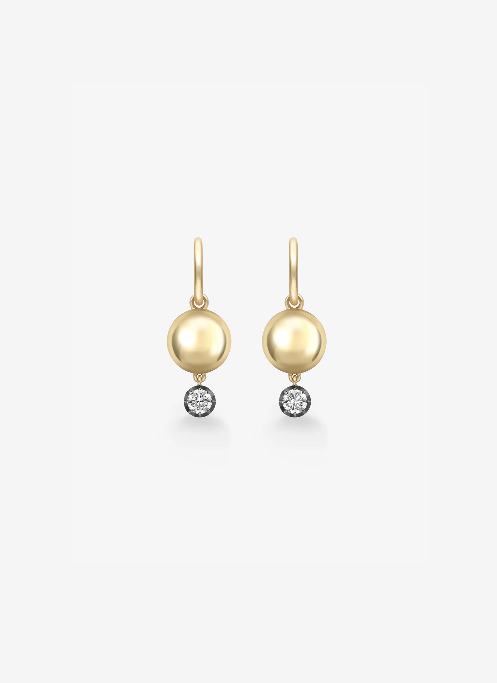 Gypsets - Yellow Gold Sphere and 0.20ct Diamond Hoop Earrings (Orbit)